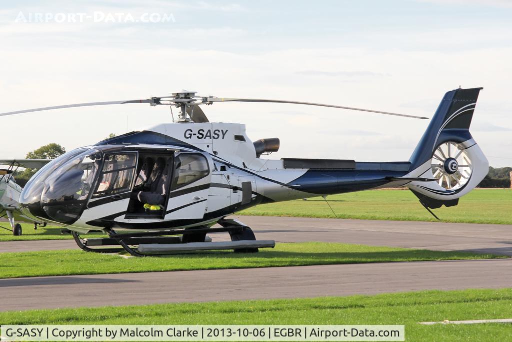 G-SASY, 2009 Eurocopter EC-130B-4 (AS-350B-4) C/N 4760, Eurocopter EC-130B-4 at The Real Aeroplane Club's Pre-Hibernation Fly-In, Breighton Airfield, October 2013.