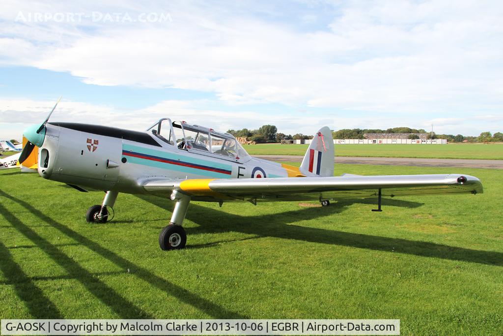 G-AOSK, 1950 De Havilland DHC-1 Chipmunk 22A C/N C1/0178, De Havilland DHC-1 Chipmunk 22A at The Real Aeroplane Club's Pre-Hibernation Fly-In, Breighton Airfield, October 2013.