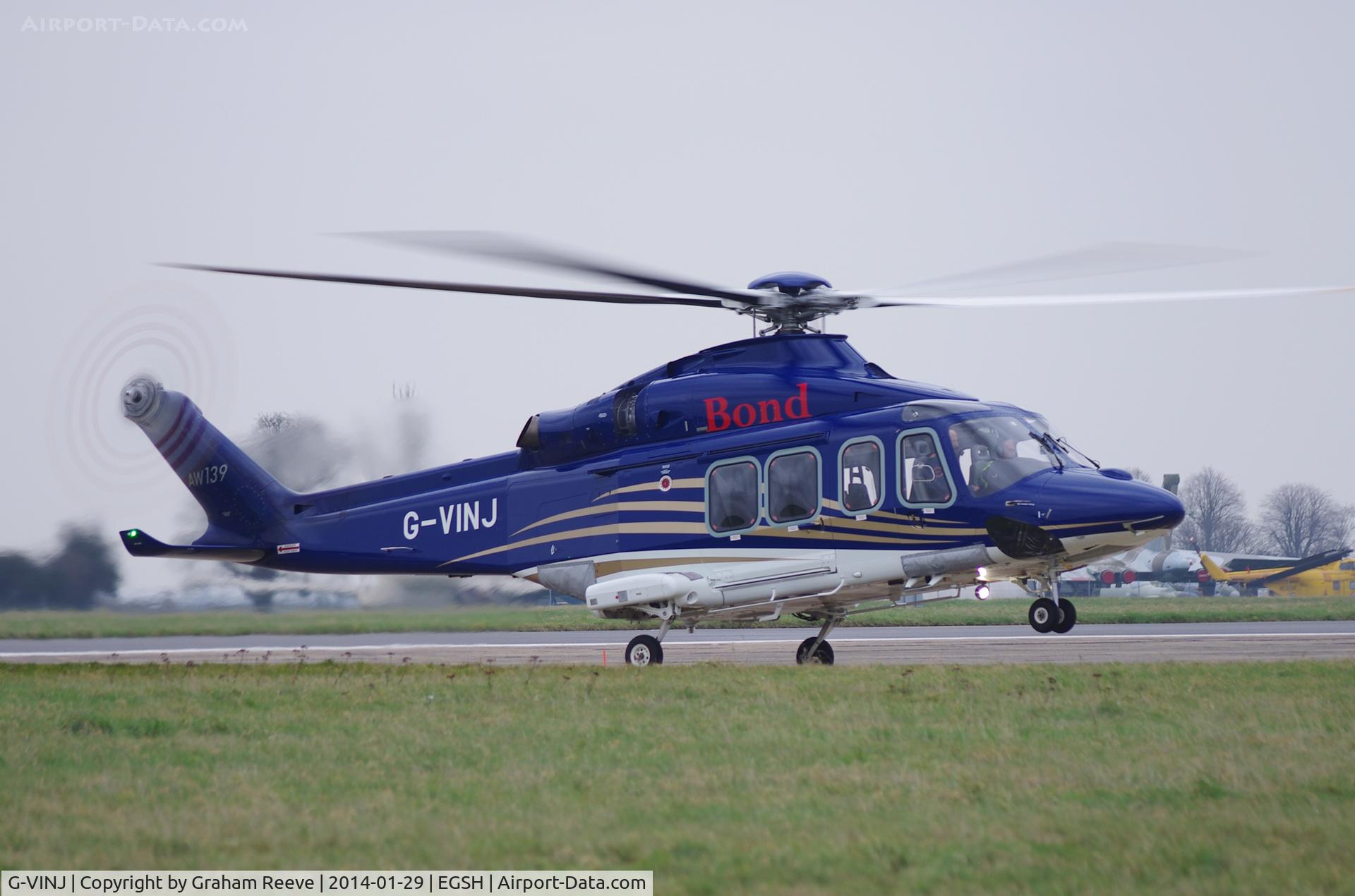 G-VINJ, 2013 AgustaWestland AW-139 C/N 41355, Just landing.