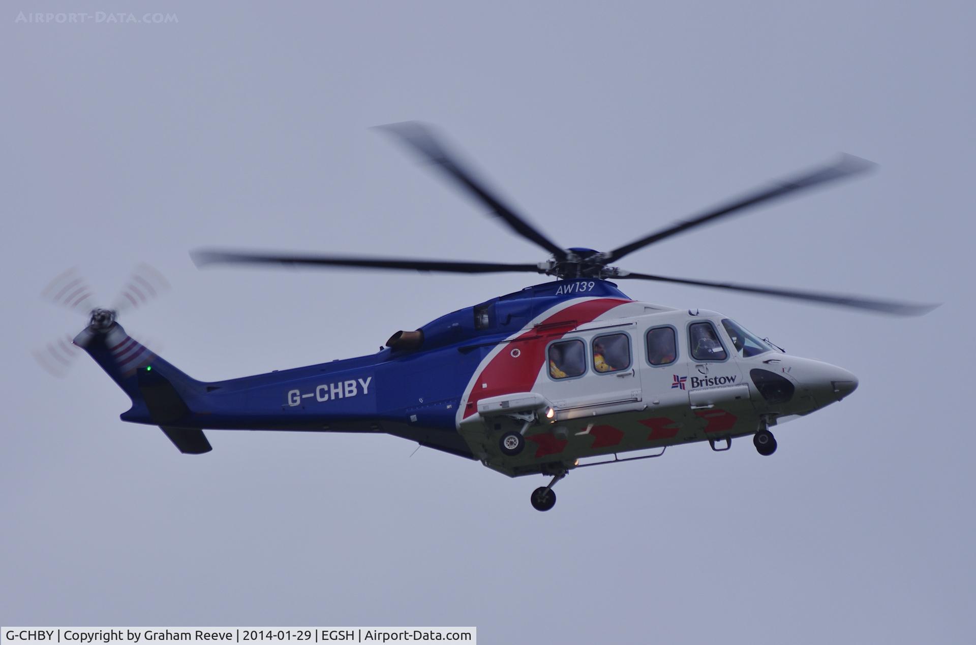 G-CHBY, 2010 AgustaWestland AW-139 C/N 31310, On finals to runway 09.