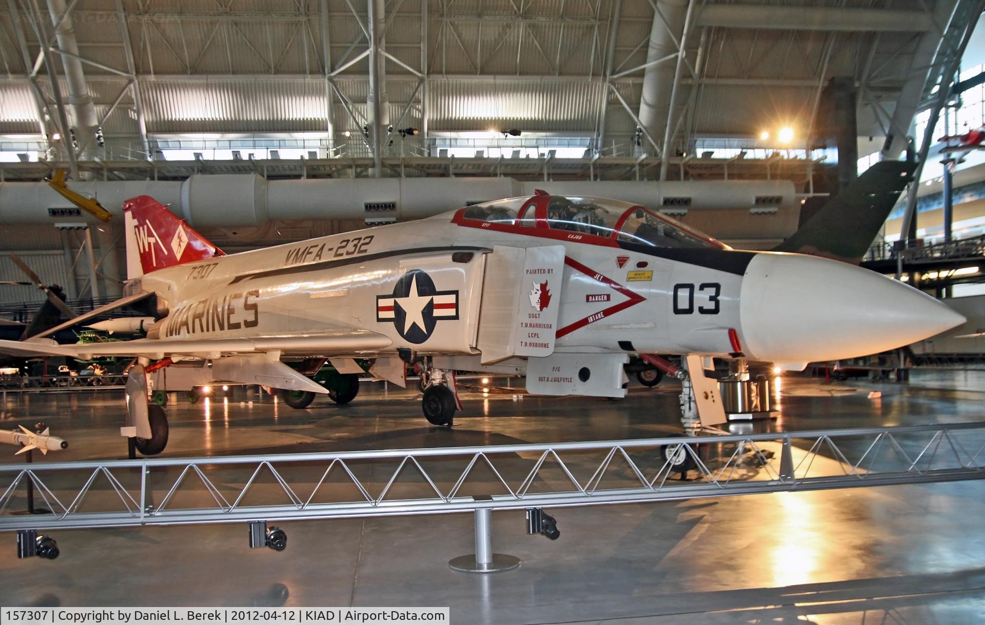 157307, McDonnell F-4J Phantom II C/N 4018, This particularly handsome example is on display at the NASM Steven F. Udvar-Hazy Center.
