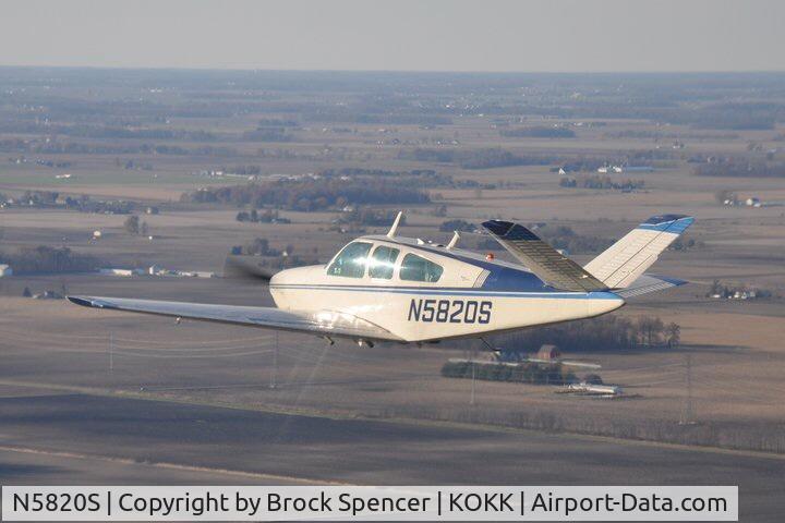 N5820S, 1964 Beech S35 Bonanza C/N D-7724, Taken over Kokomo, Indiana in 2012.