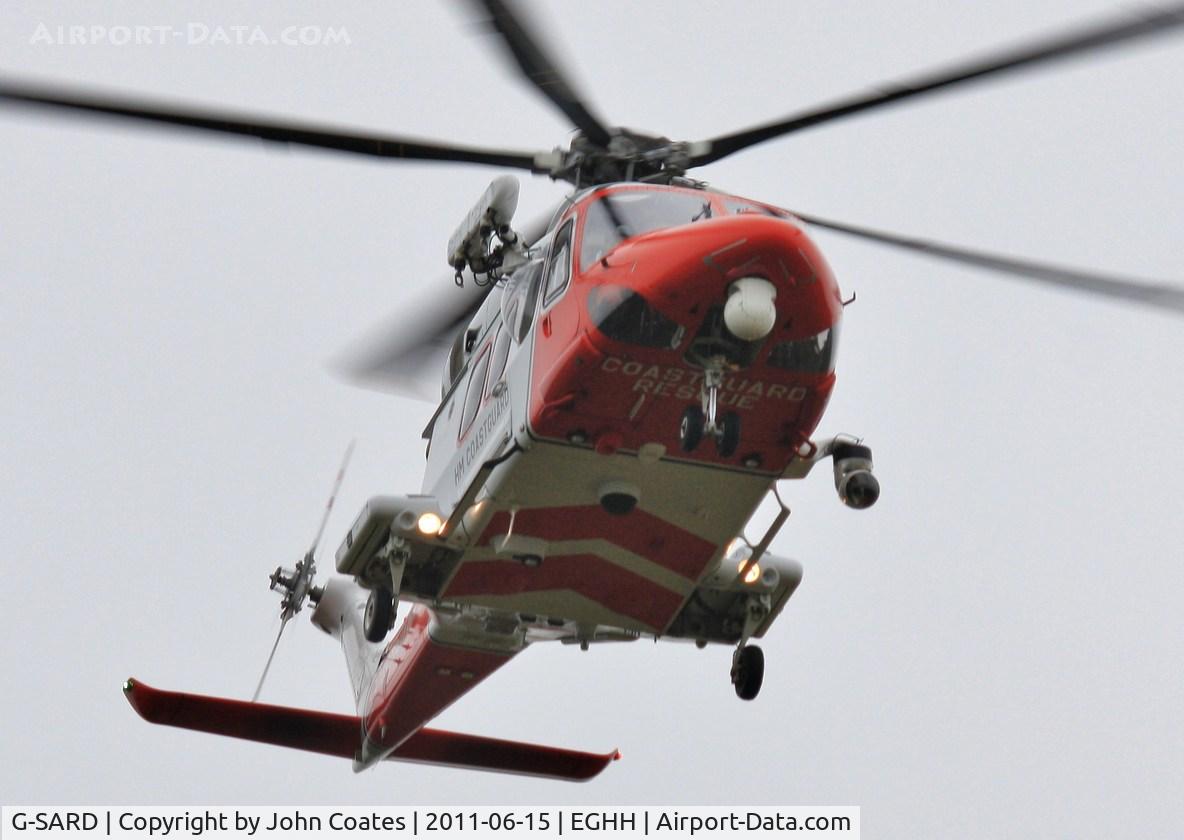G-SARD, 2007 AgustaWestland AW-139 C/N 31208, Overhead on low approach during regular training.