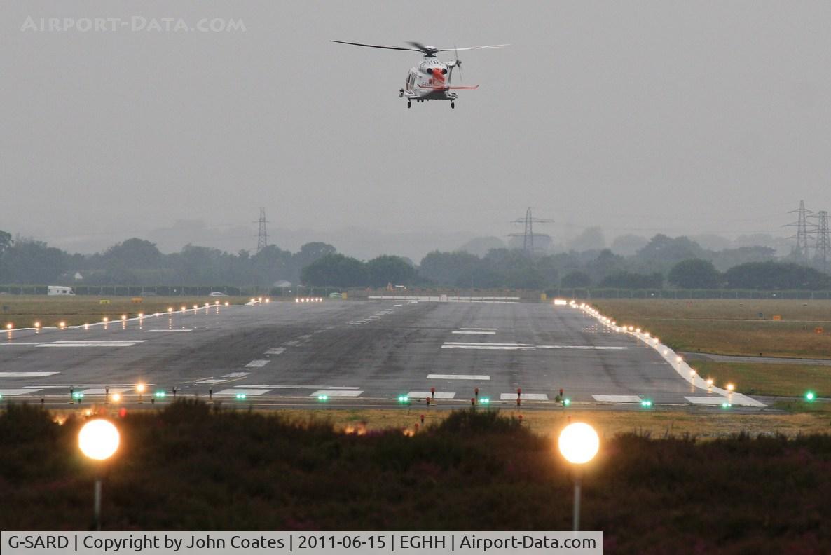 G-SARD, 2007 AgustaWestland AW-139 C/N 31208, Dwarfed by runway 26 after low approach