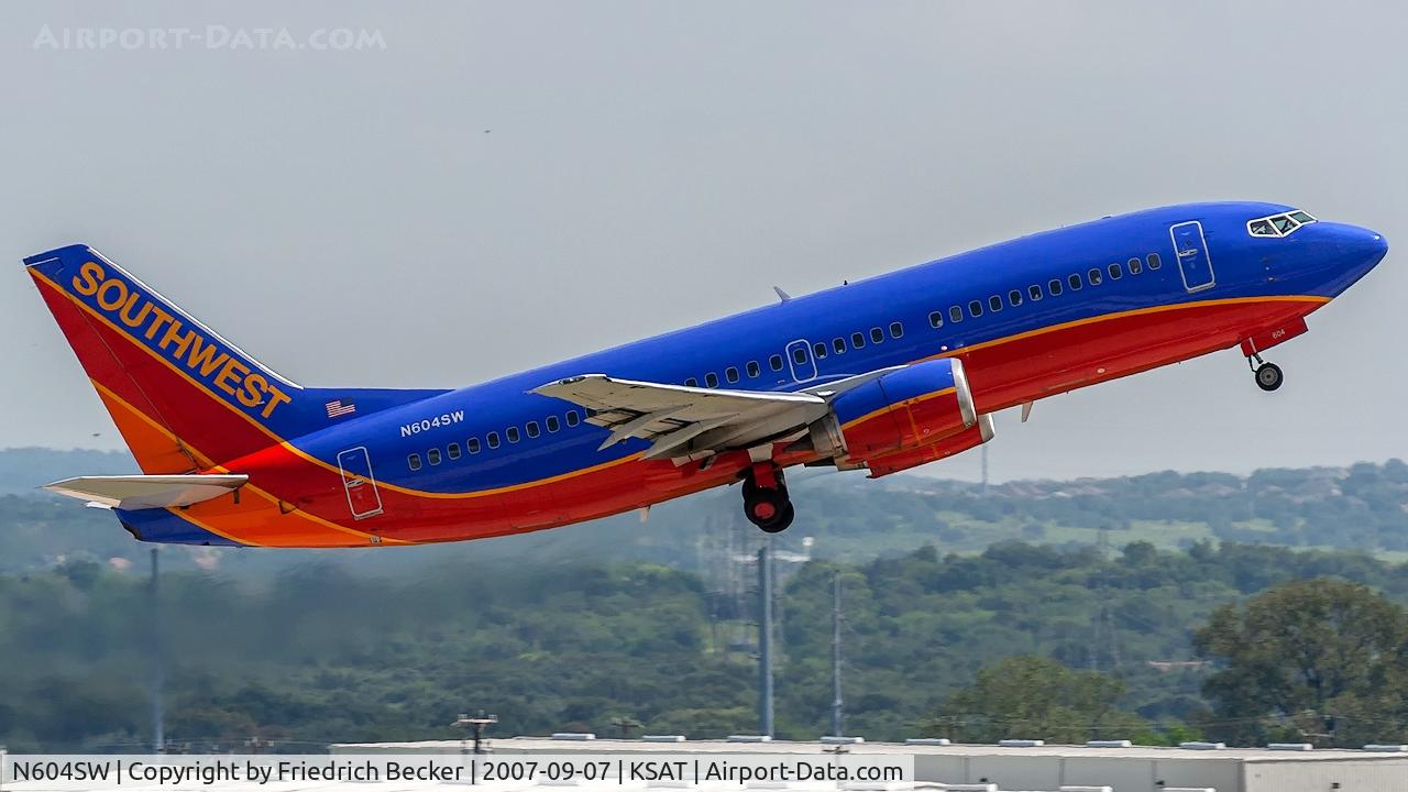 N604SW, 1995 Boeing 737-3H4 C/N 27955, departure from San Antonio IAP