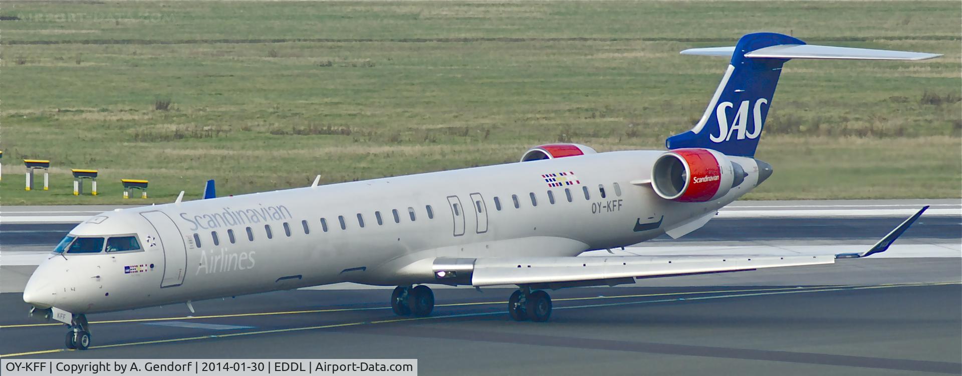 OY-KFF, 2009 Bombardier CRJ-900 (CL-600-2D24) C/N 15231, SAS, is here taxiing shortly after landing at Düsseldorf Int'l(EDDL)