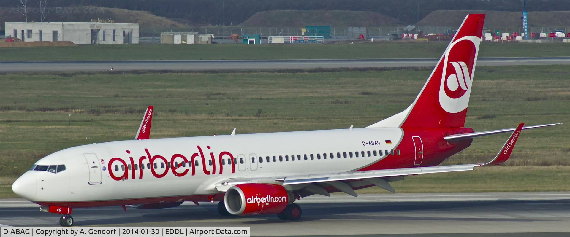 D-ABAG, 2001 Boeing 737-86J C/N 30879, Air Berlin, shortly after landing at Düsseldorf Int'l(EDDL)