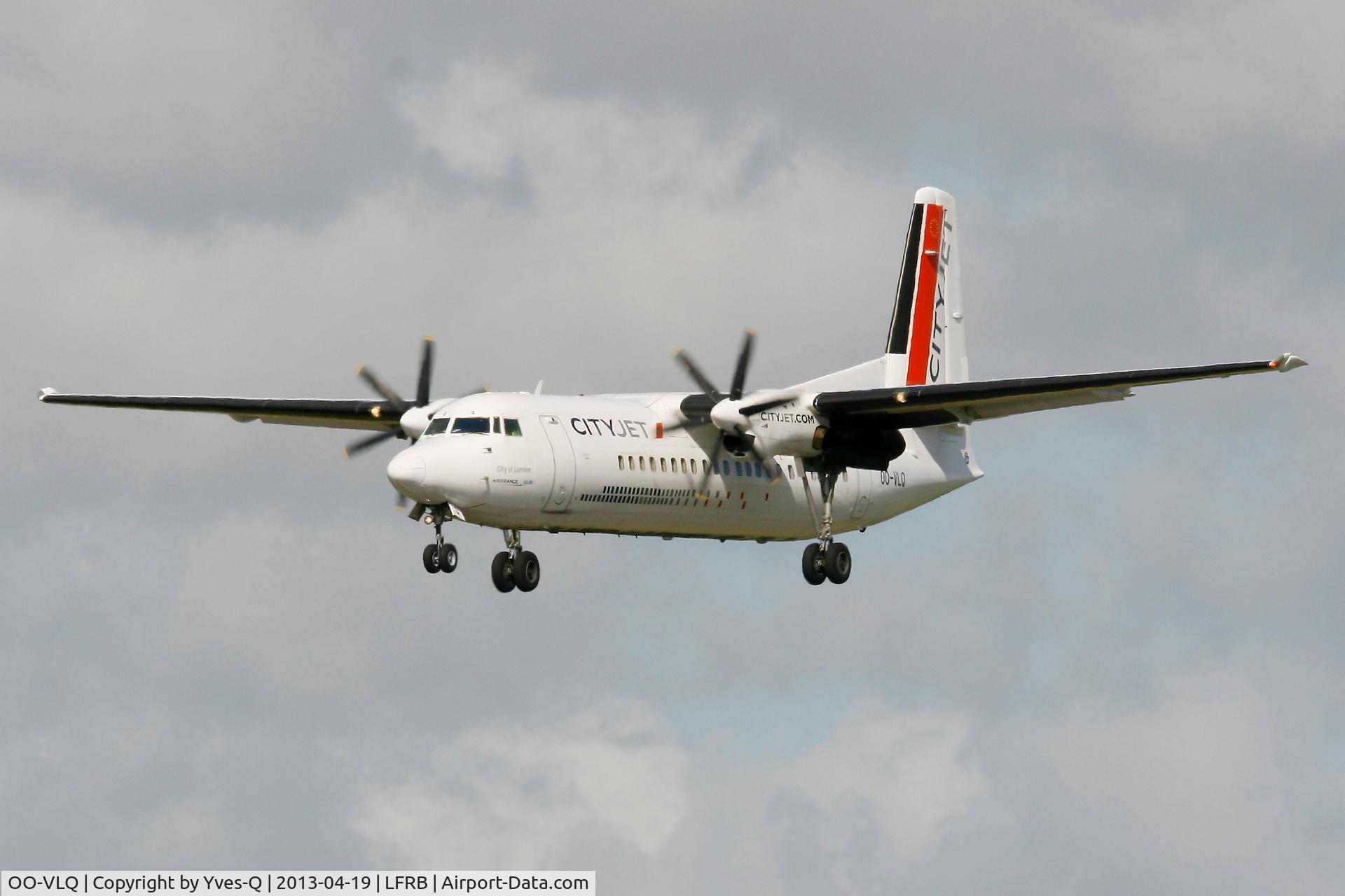 OO-VLQ, 1989 Fokker 50 C/N 20159, Fokker 50, Short Approach Rwy 25L, Brest-Bretagne Airport (LFRB-BES)
