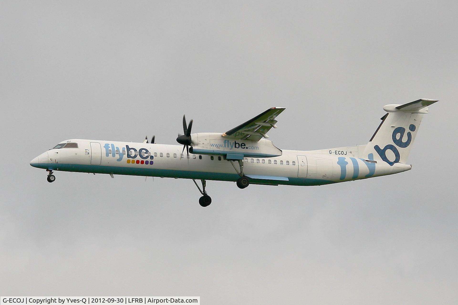 G-ECOJ, 2008 De Havilland Canada DHC-8-402Q Dash 8 C/N 4229, De Havilland Canada DHC-8-402Q Dash 8, Short Approach Rwy 25L, Brest-Bretagne Airport (LFRB-BES)