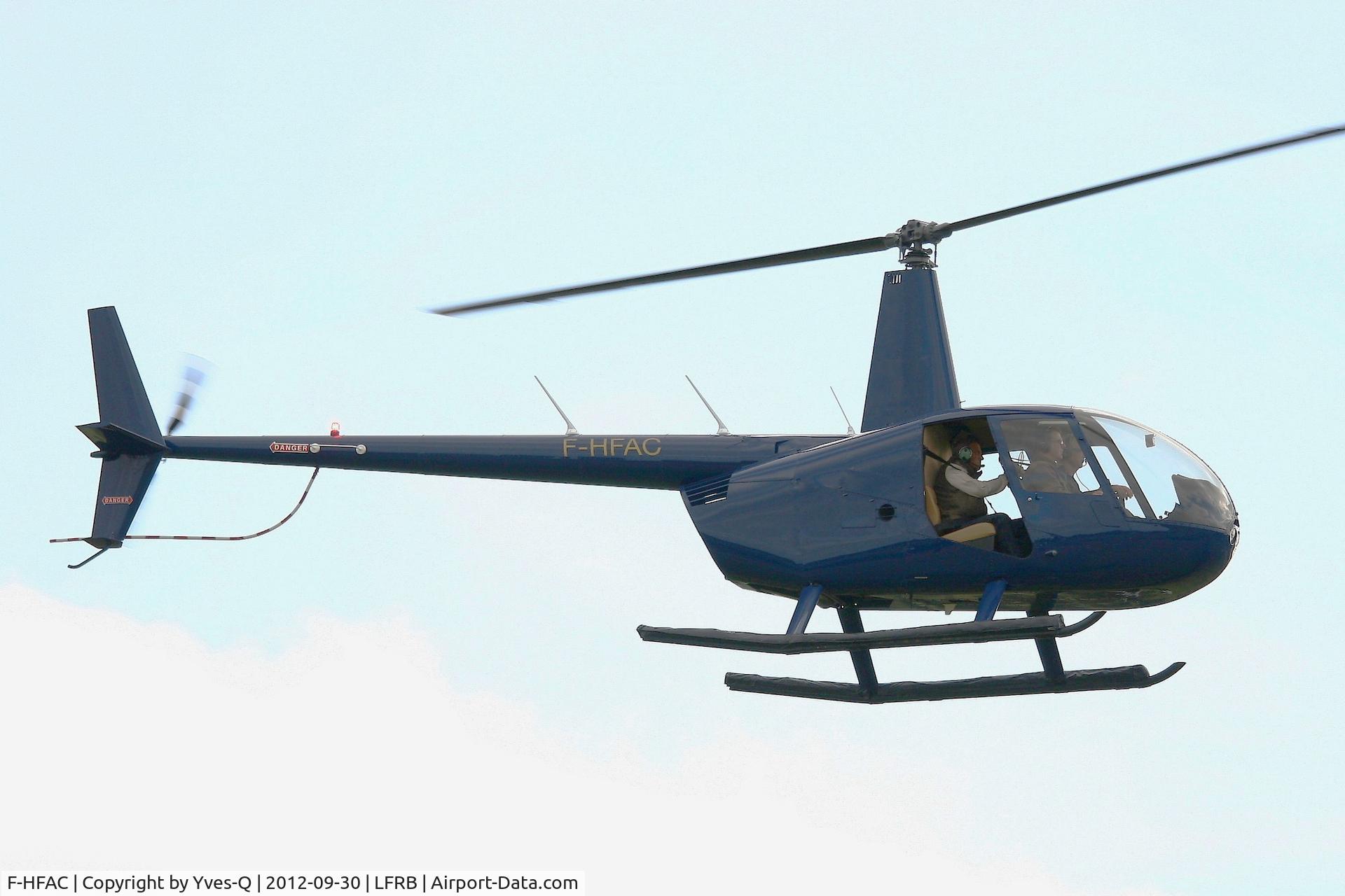 F-HFAC, 2012 Robinson R44  Raven II C/N 13224, Robinson R-44 Raven II, Take off from Helicopter parking area, Brest-Bretagne Airport (LFRB-BES)