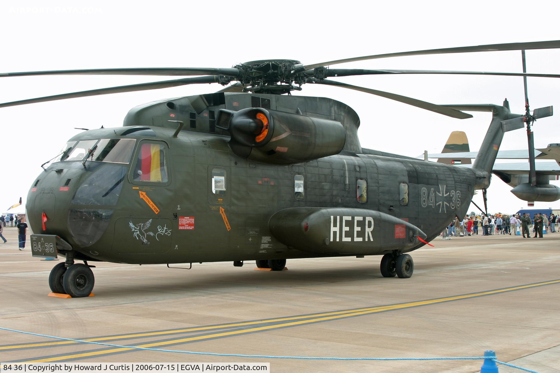 84 36, Sikorsky (VFW-Fokker) CH-53G C/N V65-034, RIAT 2006; on static display. German Army 'Rgt 25' artwork on nose.