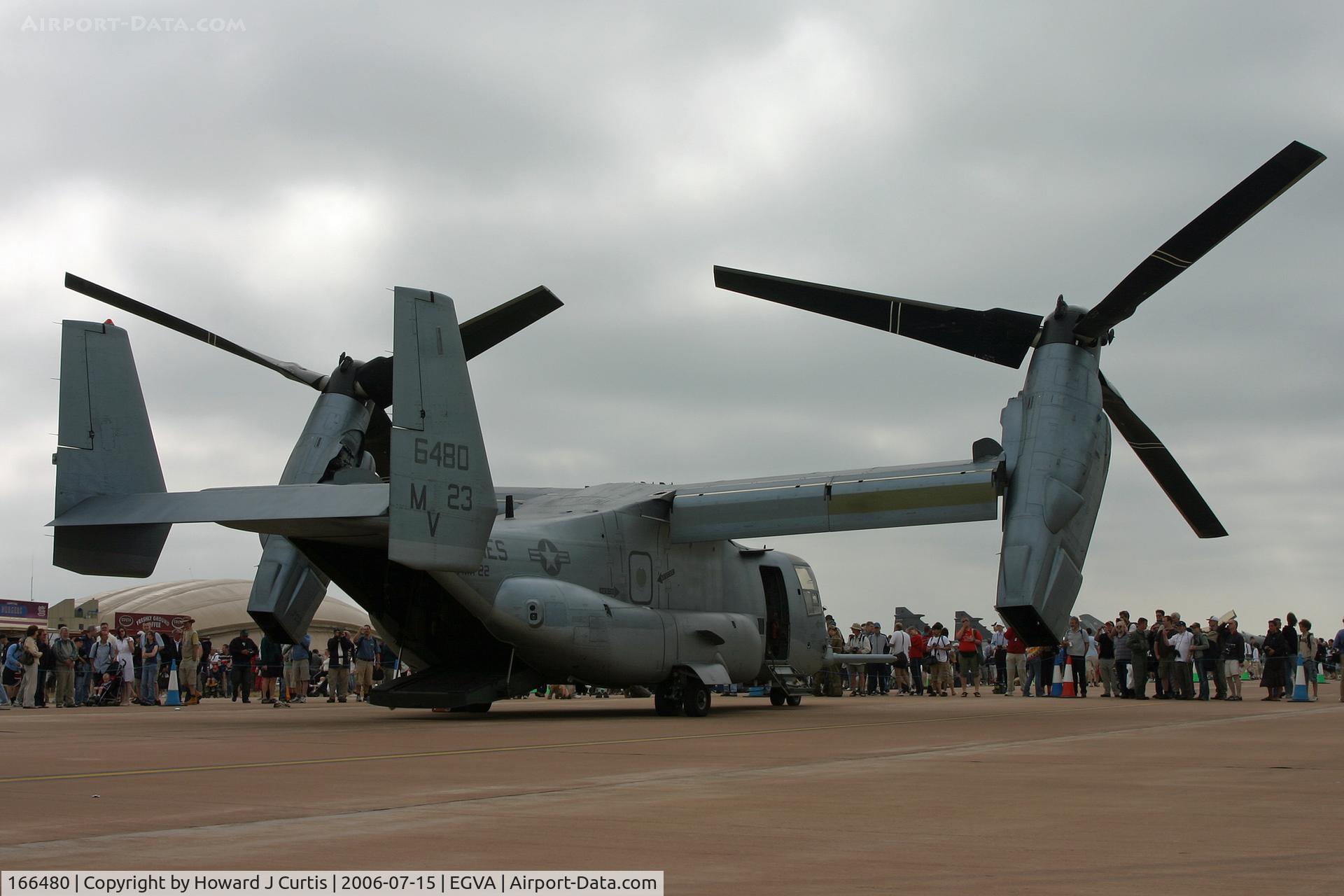 166480, Bell-Boeing MV-22B Osprey C/N D0059, RIAT 2006; on static display. MV-23, VMX-22.
