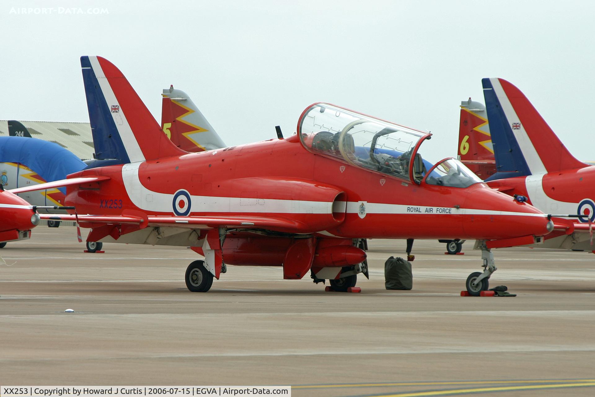 XX253, 1978 Hawker Siddeley Hawk T.1A C/N 089/312089, RIAT 2006 flight line. Now on display outside the Red Arrows HQ at RAF Scampton.