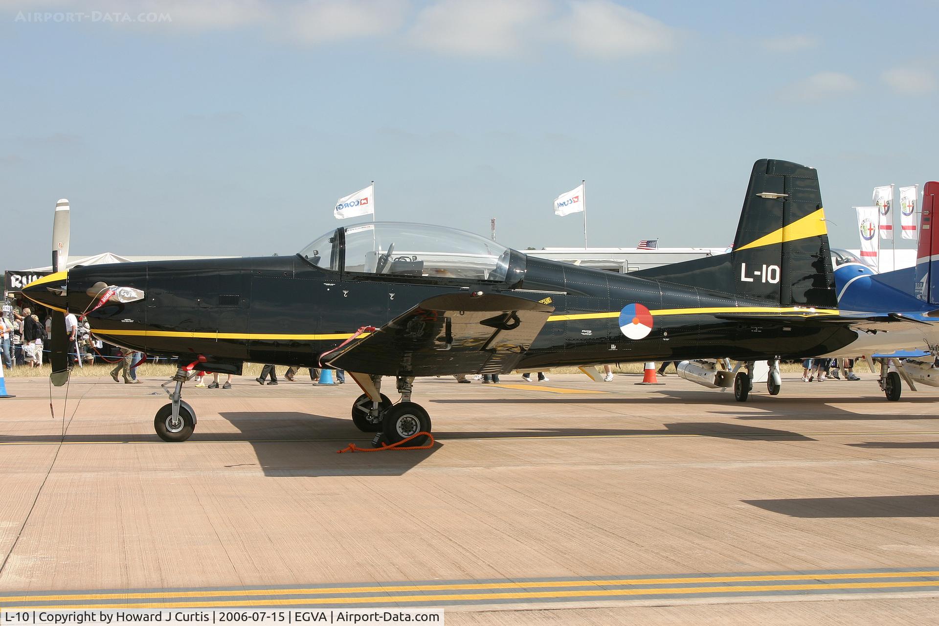 L-10, Pilatus PC-7 Turbo Trainer C/N 547, RIAT 2006; on static display. KLu, special marks.
