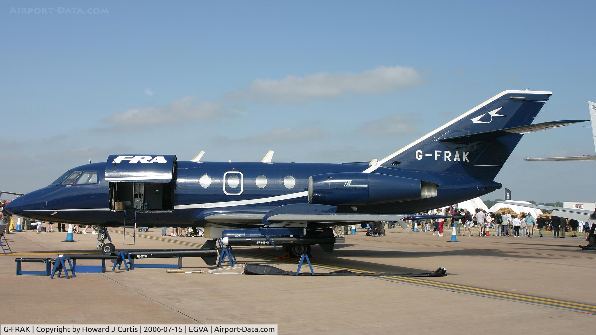 G-FRAK, 1969 Dassault Falcon 20D C/N 213, RIAT 2006; on static display. FR Aviation.