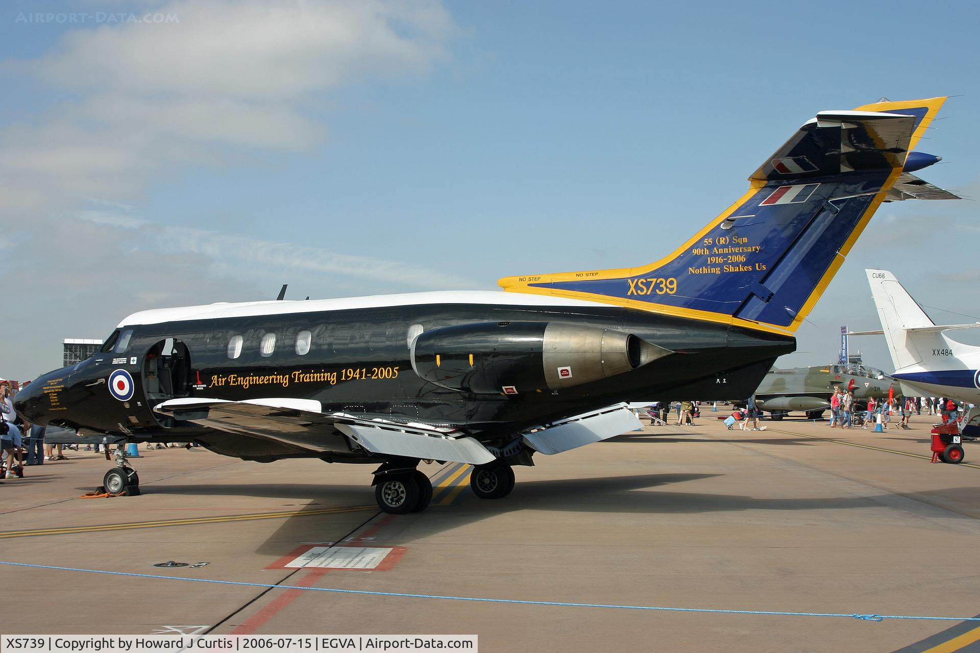 XS739, 1966 Hawker Siddeley HS.125 Dominie T.1 C/N 25081, RIAT 2006; on static display. Wearing two sets of special markings!