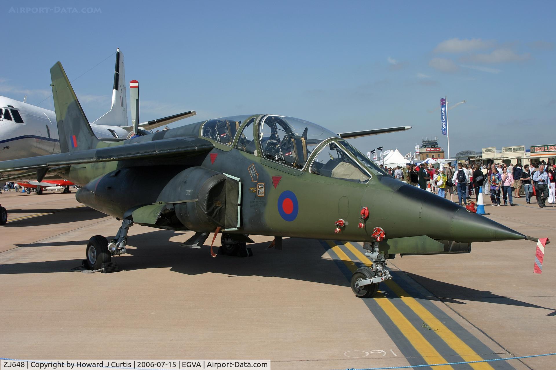 ZJ648, 2000 Dassault-Dornier Alpha Jet A C/N 0009, RIAT 2006; on static display. QinetiQ. Still wearing the camouflage from its Luftwaffe days.