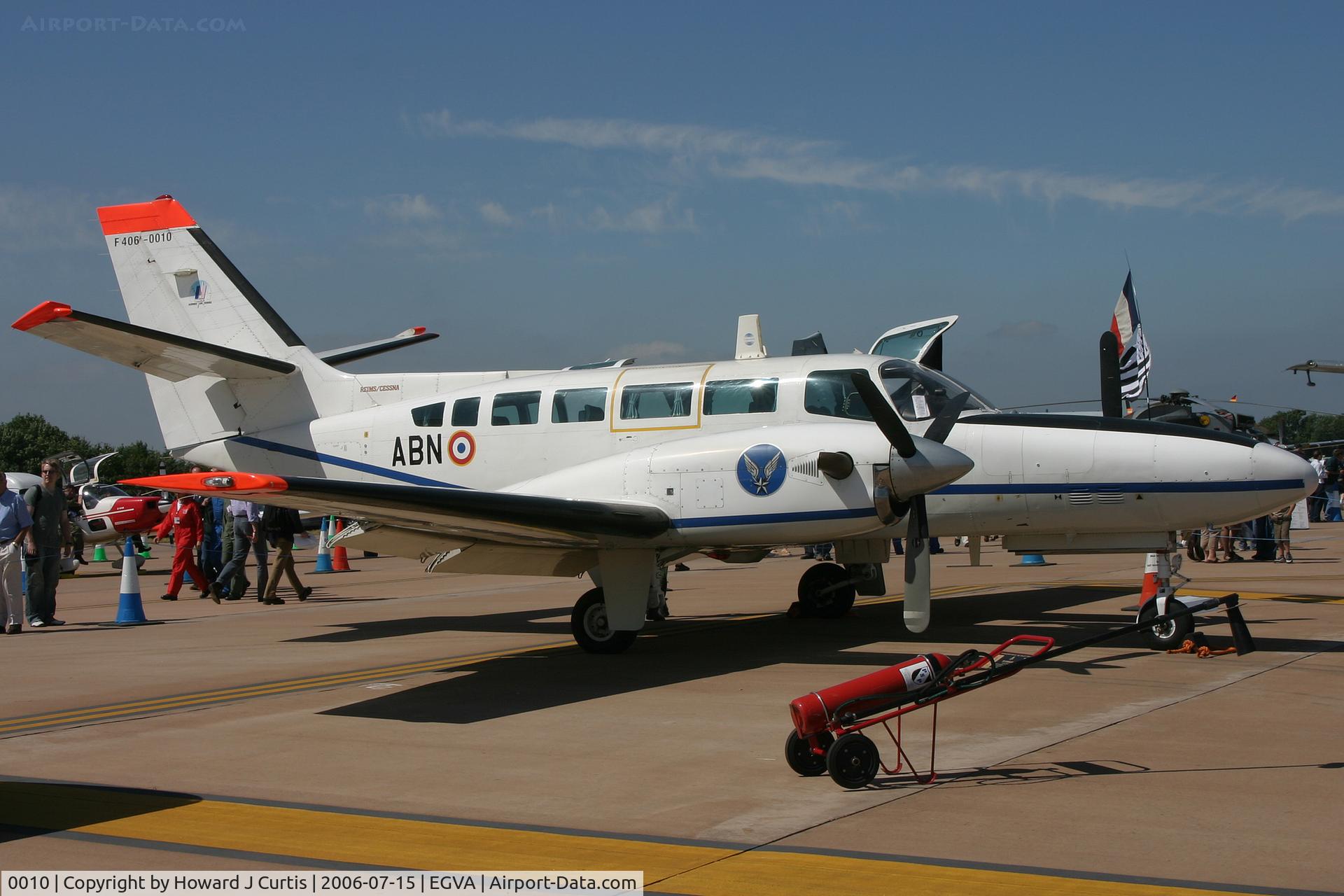 0010, 1987 Reims Cessna F406 Caravan II C/N F406-0010, RIAT 2006; on static display. French Army.
