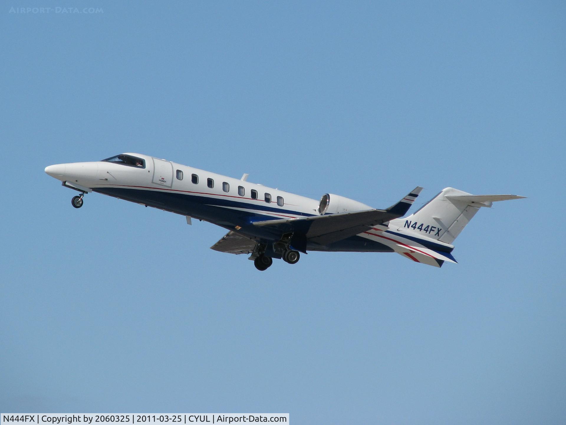 N444FX, 2008 Learjet Inc 45 C/N 378, Departing runway 24L at YUL.