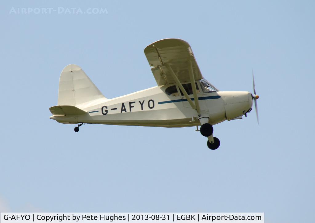 G-AFYO, 1939 Stinson HW-75 C/N 7039, G-AFYO Stinson 75 departing the LAA Rally at Sywell