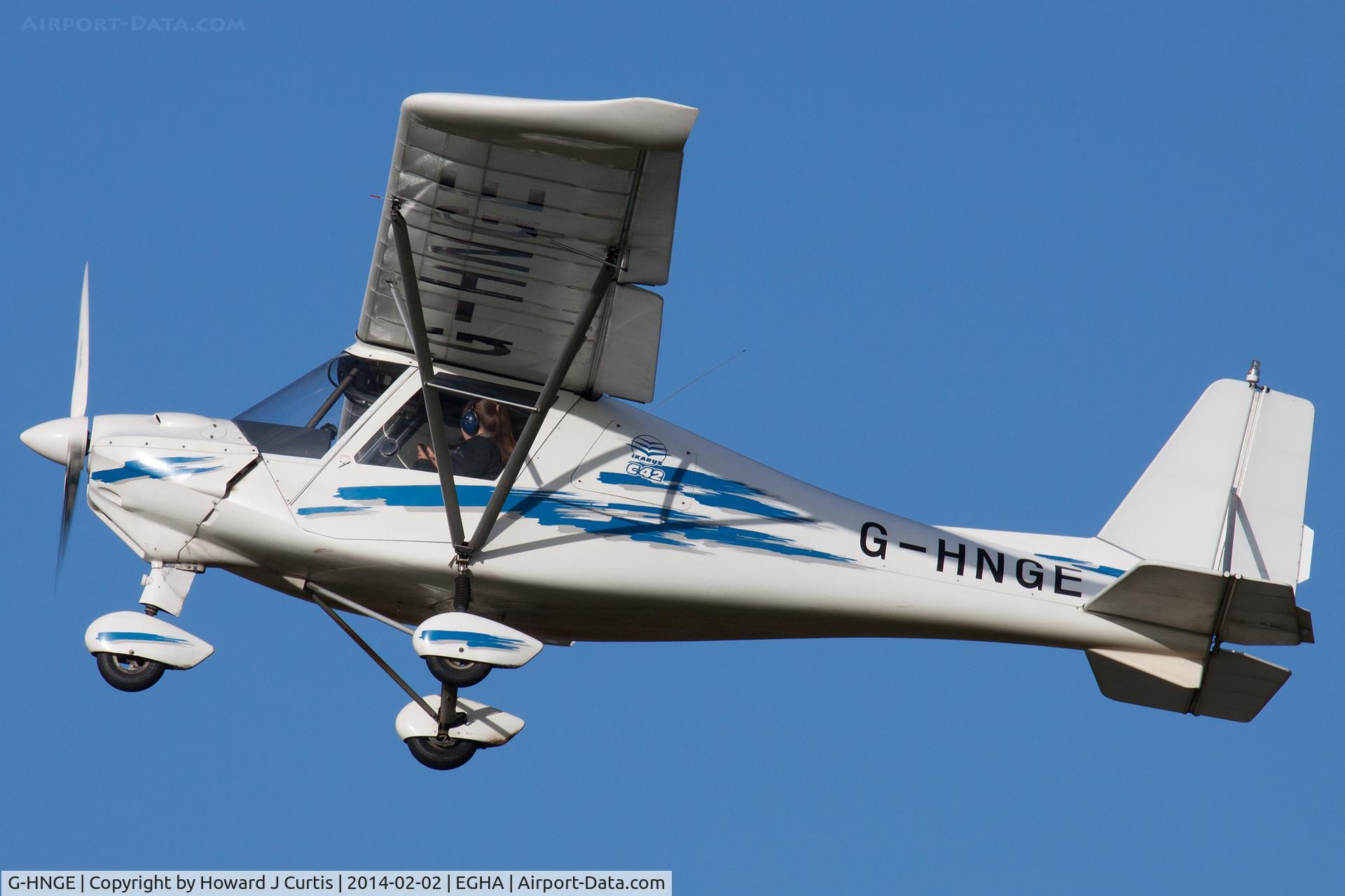 G-HNGE, 2006 Comco Ikarus C42 FB80 C/N 0607-6838, A resident here, climbing into a lovely blue sky.
