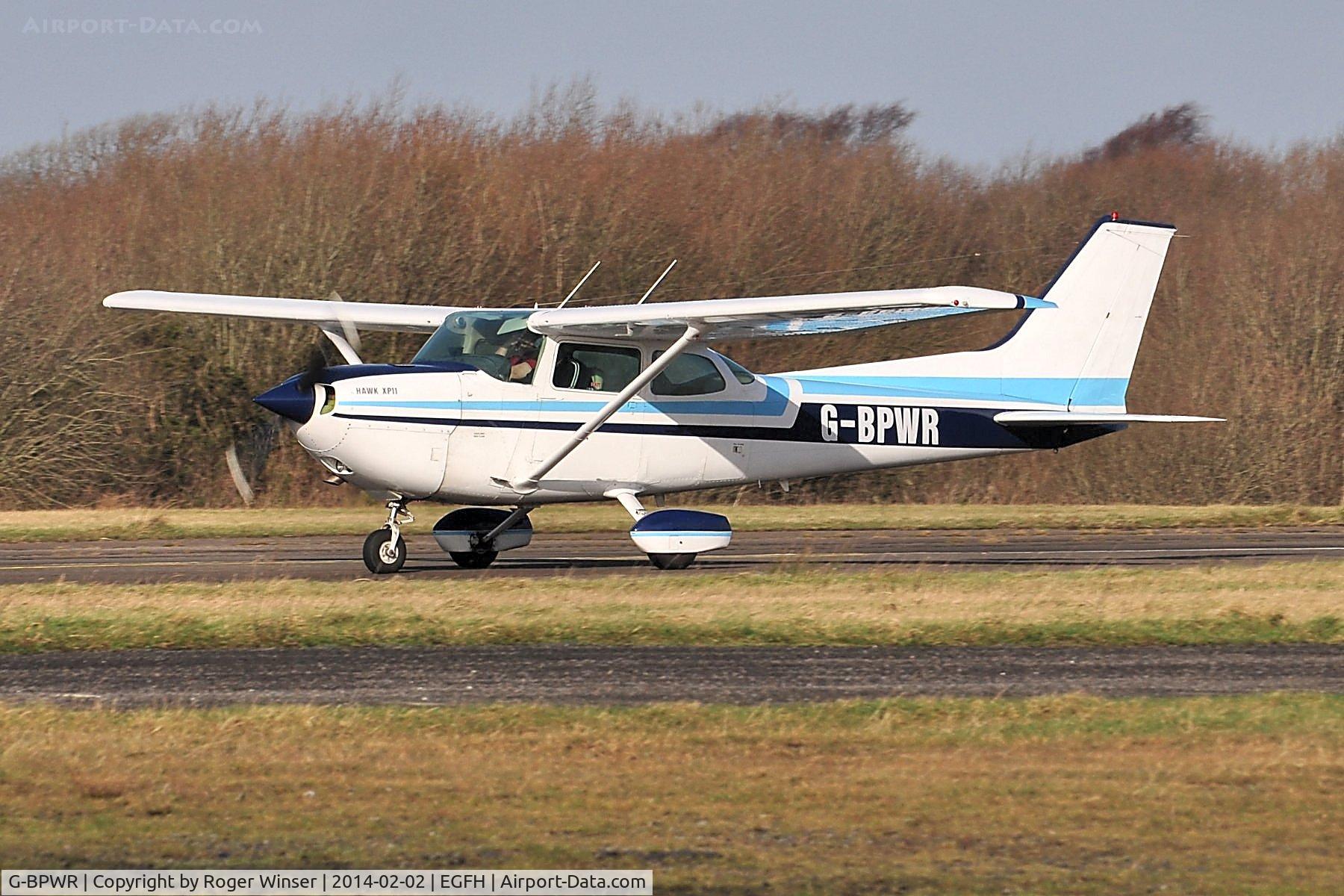 G-BPWR, 1979 Cessna R172K Hawk XP C/N R172-2953, Visiting Cessna Hawk XP II operated by FlyWales arriving during an outbreak of bright sunshine.