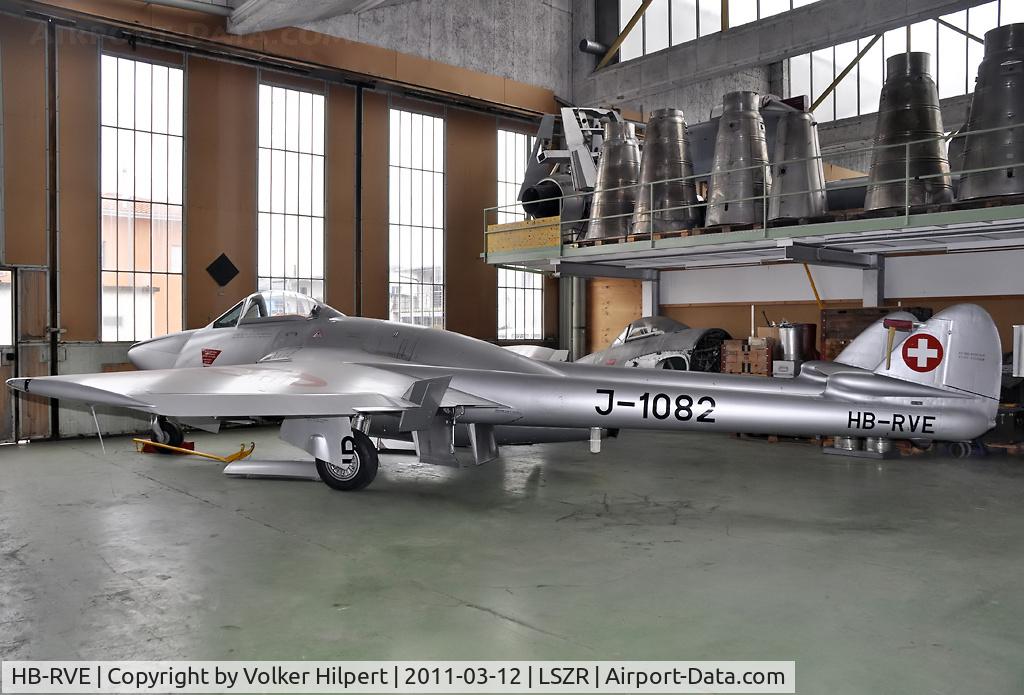 HB-RVE, 1960 De Havilland (F+W Emmen) Vampire FB6 (DH-100) C/N 993, at ach
