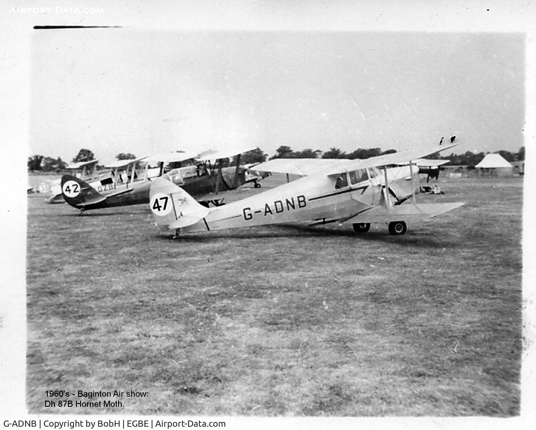 G-ADNB, 1936 De Havilland DH.87B Hornet Moth C/N 8080, G-ADNB at Baginton Coventry UK show in the early 1960's.