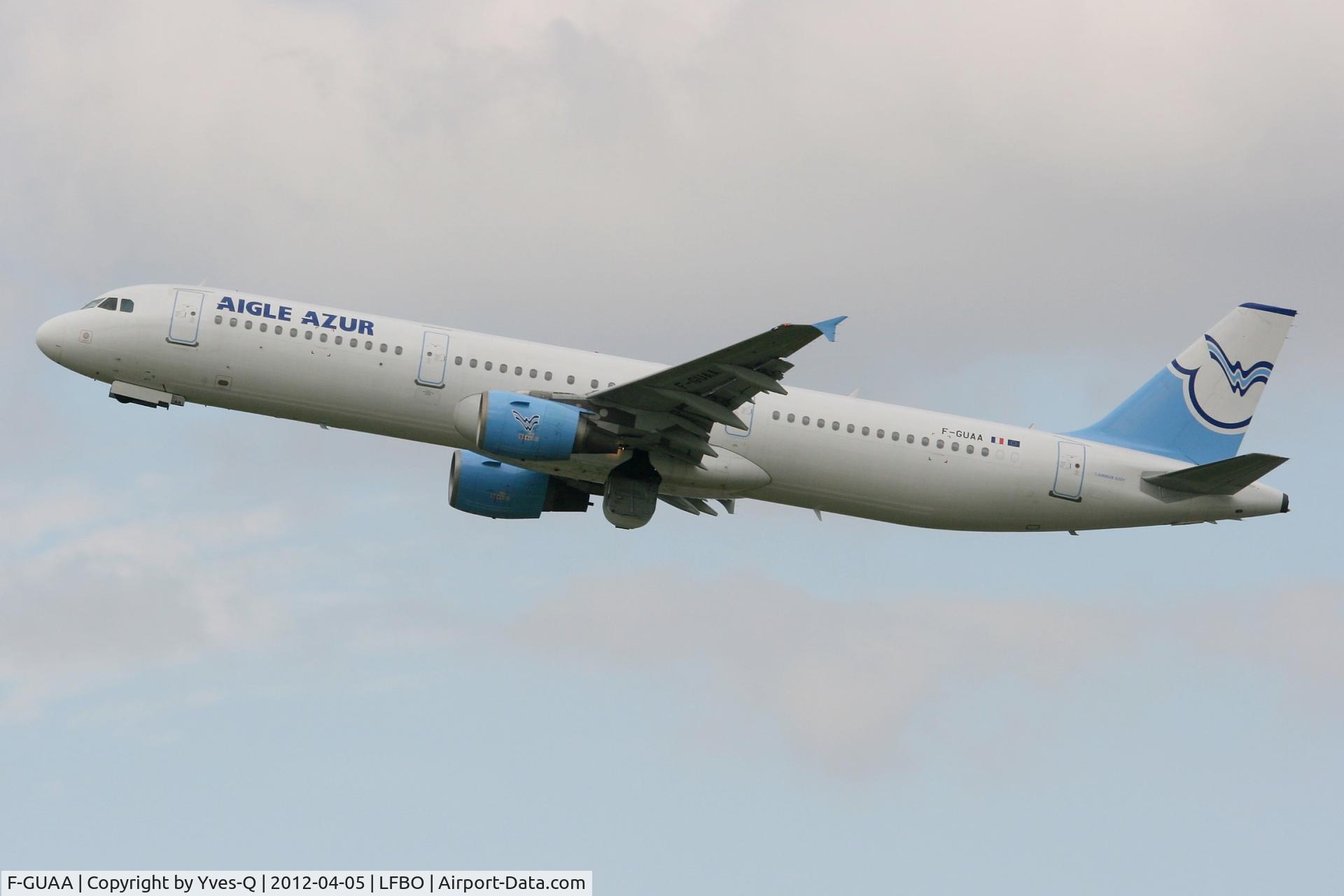 F-GUAA, 1998 Airbus A321-211 C/N 808, Airbus A321-211, Take off Rwy 32R, Toulouse Blagnac Airport (LFBO-TLS)