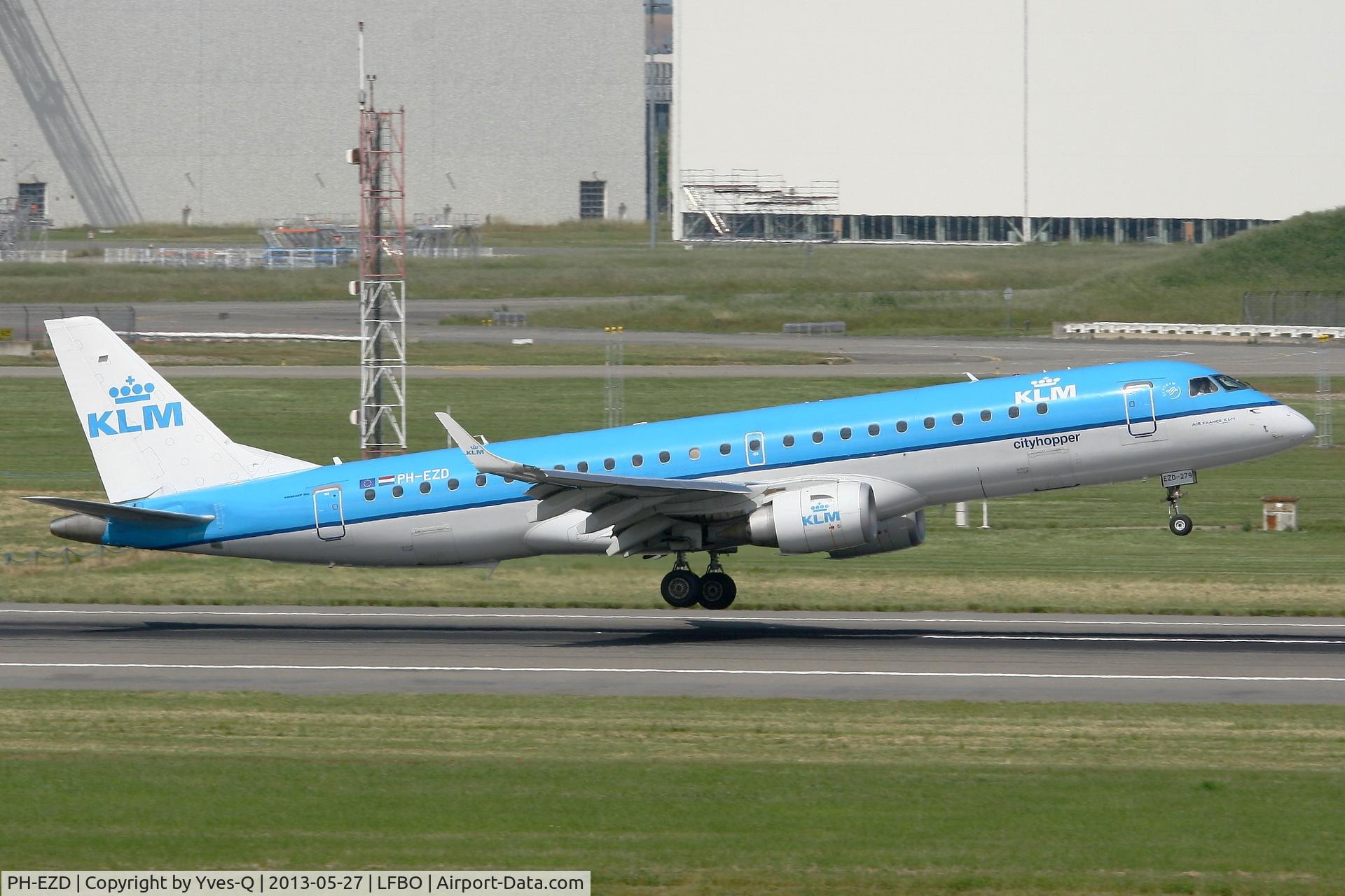 PH-EZD, 2009 Embraer 190LR (ERJ-190-100LR) C/N 19000279, Embraer ERJ-190-100LR, Landing Rwy 14R, Toulouse Blagnac Airport (LFBO-TLS)