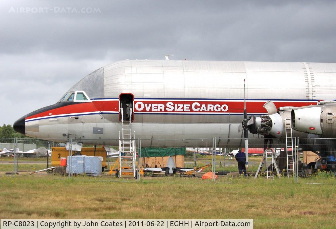RP-C8023, 1969 Canadair CL-44-0 Skymonster C/N 16, Engine installation progressing