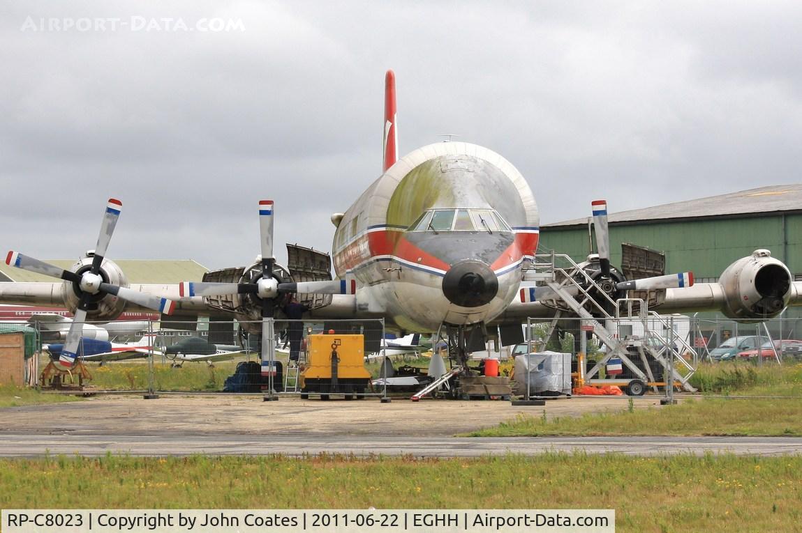 RP-C8023, 1969 Canadair CL-44-0 Skymonster C/N 16, Engine installation progressing