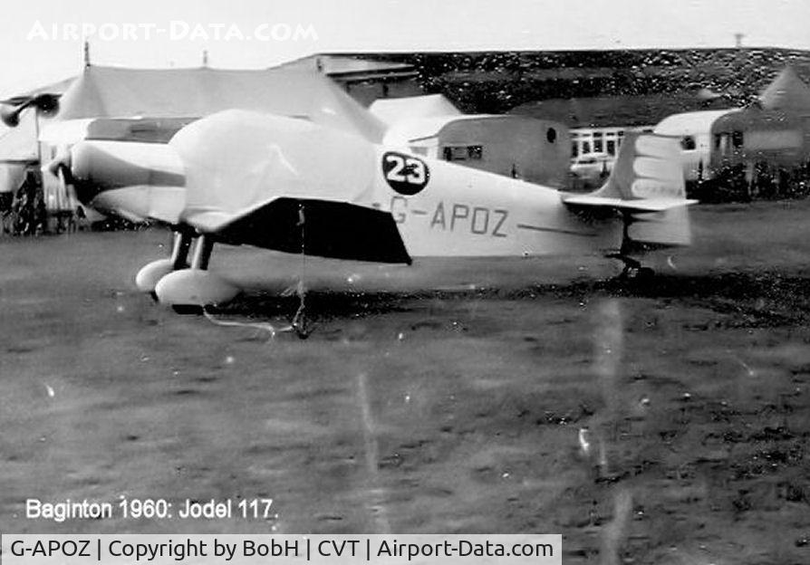 G-APOZ, 1958 SAN Jodel D-117 C/N 846, Jodel 117 G-APOZ at Baginton Airport Coventry in 1960.