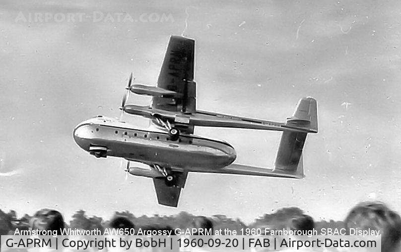 G-APRM, 1959 Armstrong Whitworth AW650 Argosy 102 C/N 6653, G-APRM Displaying at the 1960 Farnborough Air Show.