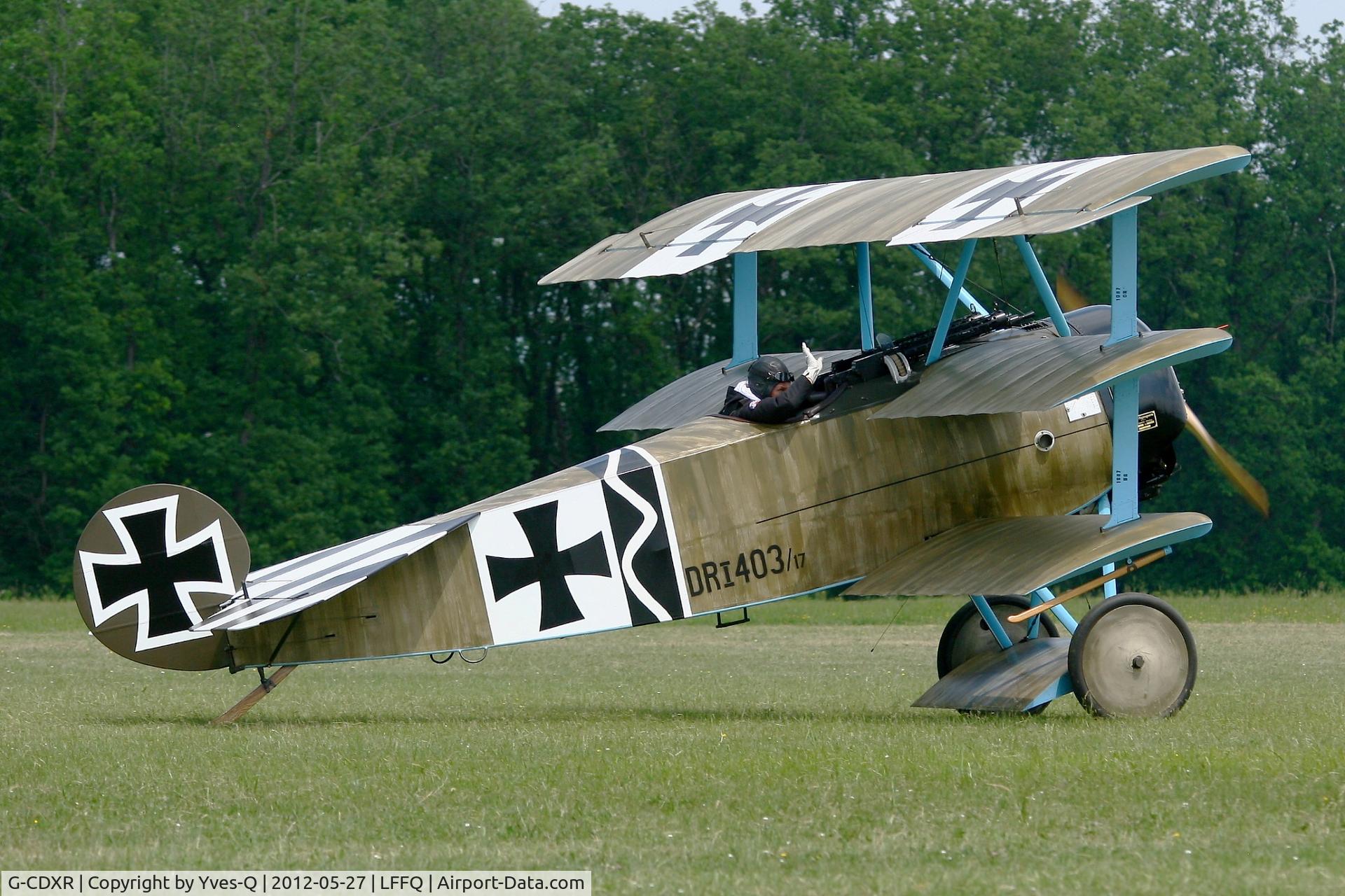 G-CDXR, 2006 Fokker Dr.1 Triplane Replica C/N PFA 238-14043, Fokker DR-1 Replica, La Ferté Alais Airfield (LFFQ) Air Show 2012