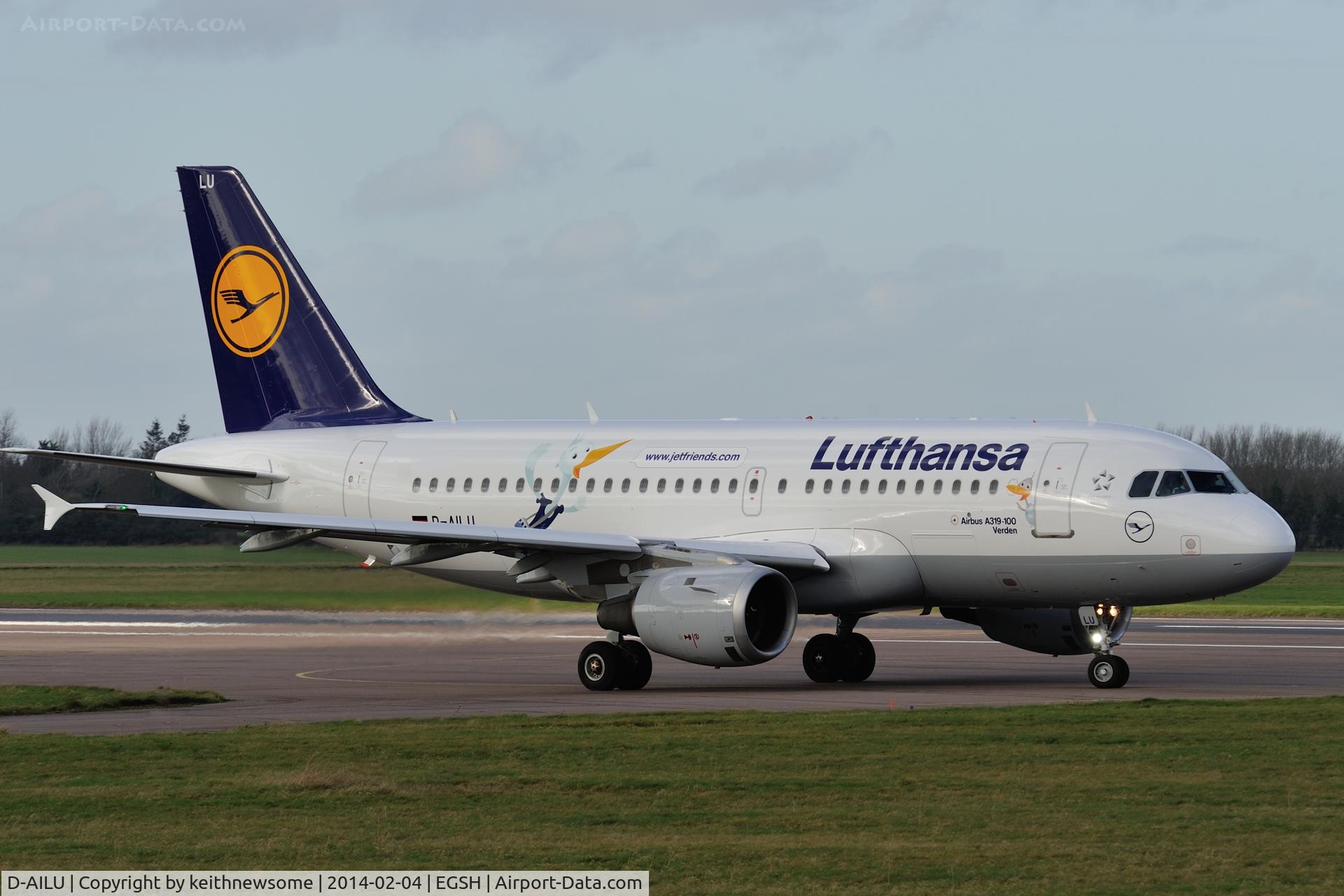 D-AILU, 1997 Airbus A319-114 C/N 744, Leaving following re-spray !