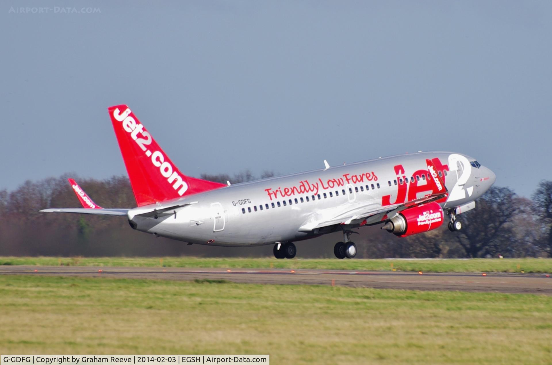 G-GDFG, 1997 Boeing 737-36Q C/N 28658, Just getting airbourne.