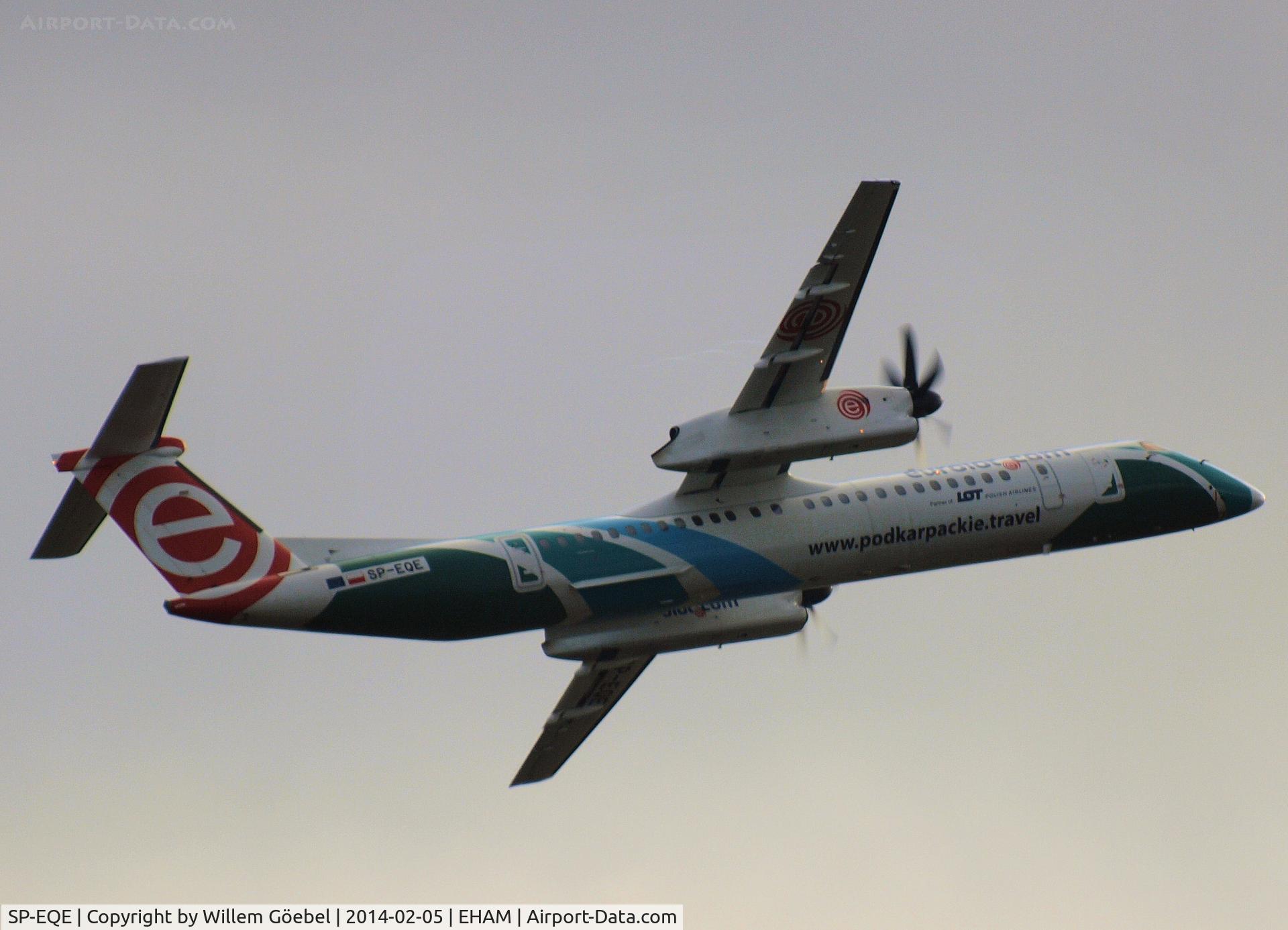SP-EQE, 2012 Bombardier DHC-8-402Q Dash 8 Dash 8 C/N 4417, Tak off from runway 18L of Schiphol Airport