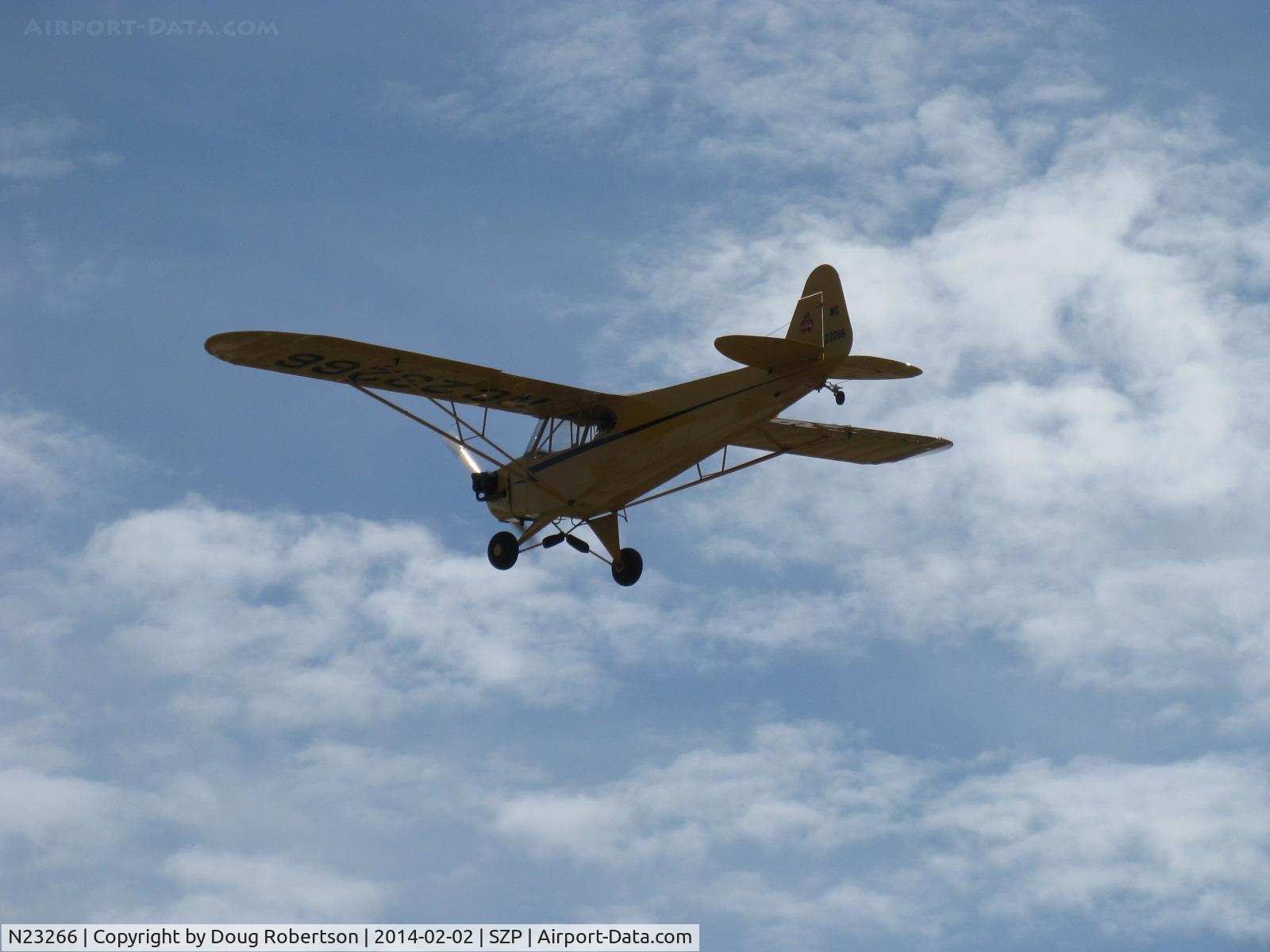 N23266, 1939 Piper J3C-65 Cub Cub C/N 3113, 1939 Piper J3C-65 CUB, Continental A&C65 65 Hp, takeoff climb Rwy 04