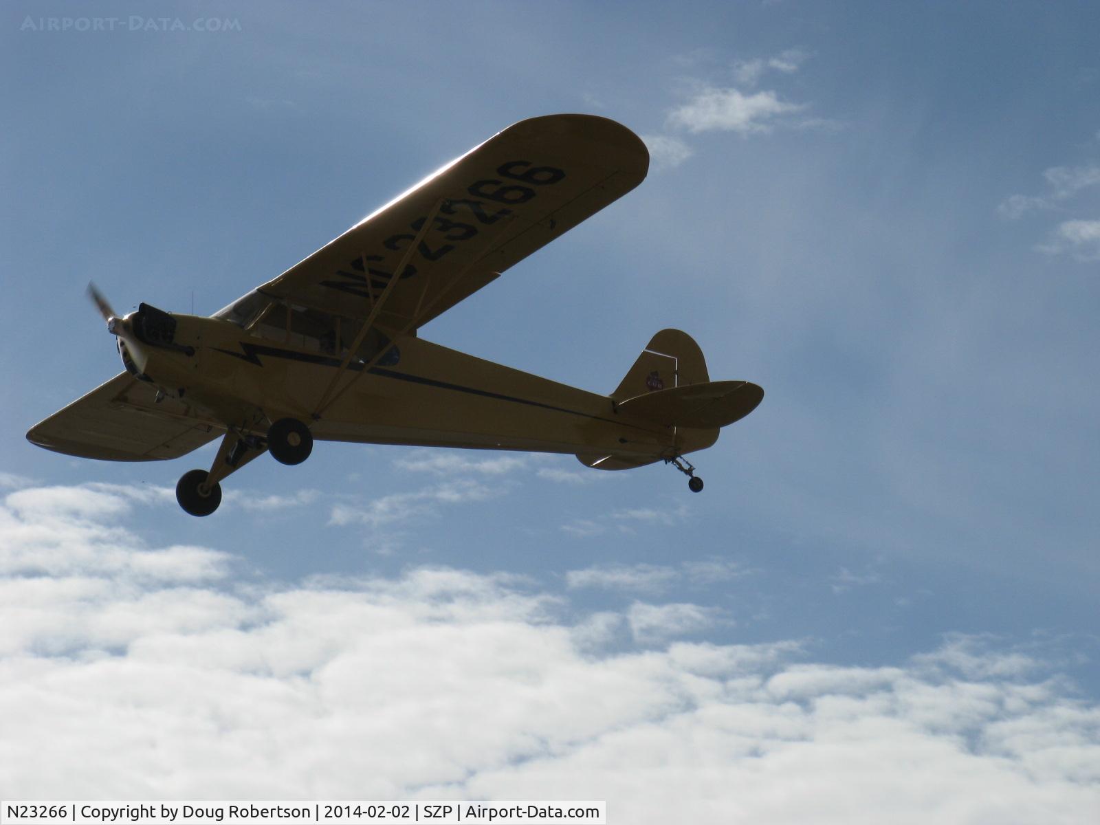 N23266, 1939 Piper J3C-65 Cub Cub C/N 3113, 1939 Piper J3C-65 CUB, Continental A&C65 65 Hp, takeoff climb Rwy 04