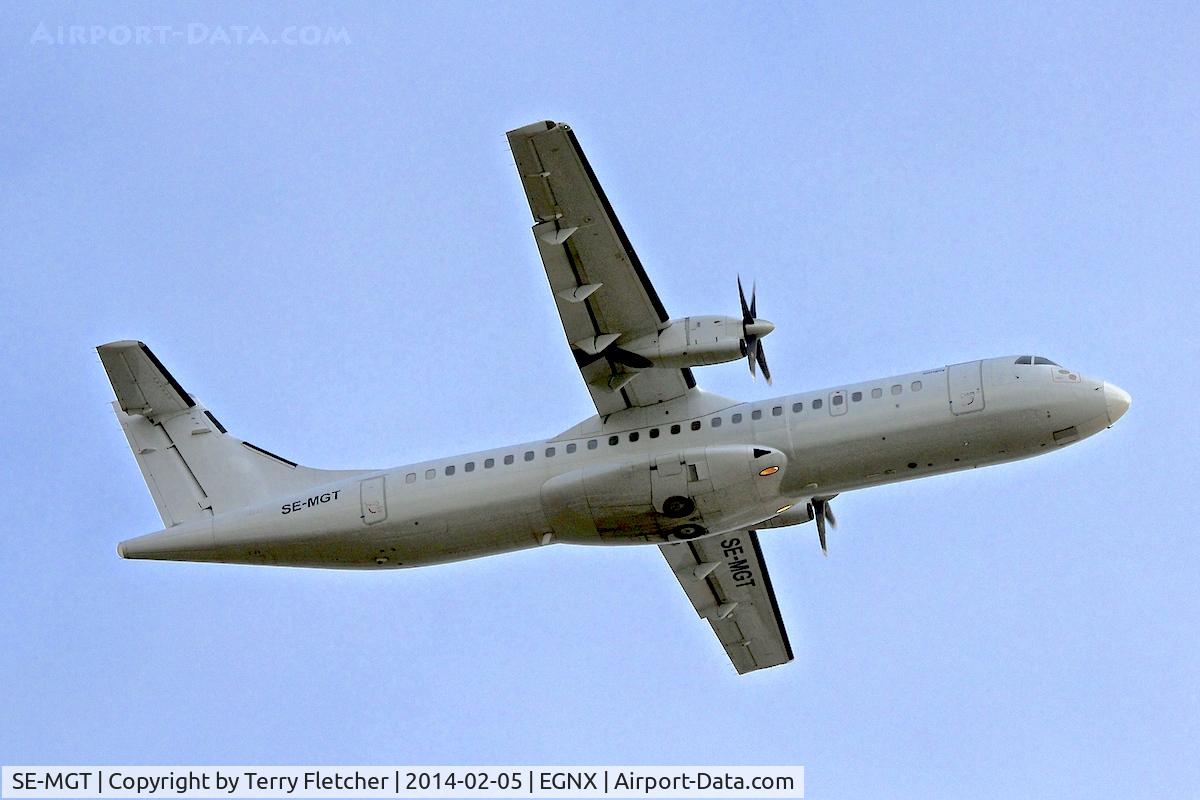 SE-MGT, 1989 ATR 72-201 C/N 145, Operating Auringy Air into EMA this ATR72 is ex F-GVZG , G-HERM , and OH-KRC