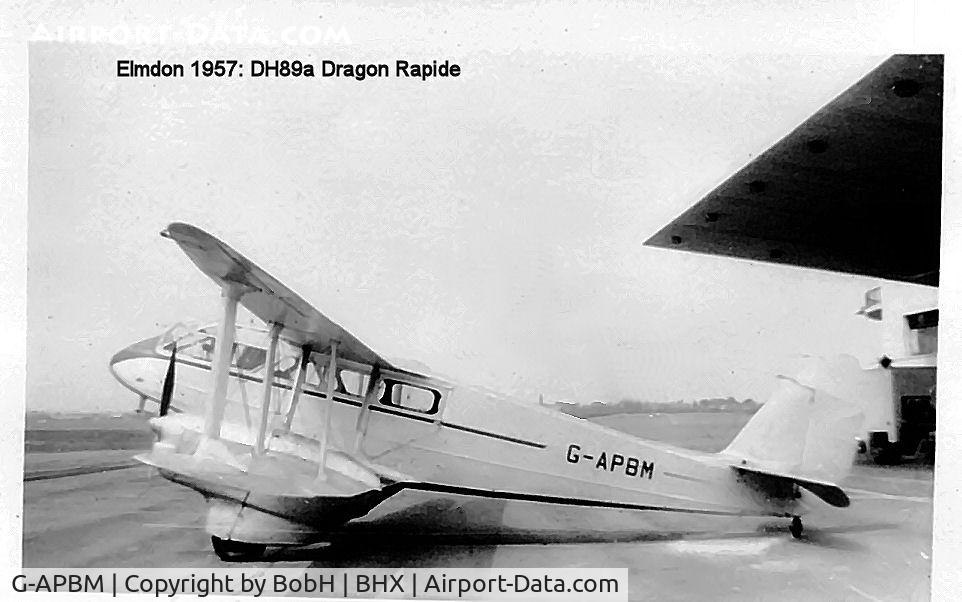 G-APBM, De Havilland DH-89A Dominie C/N 6748, G-APBM at Elmdon (Birmingham) in 1957.