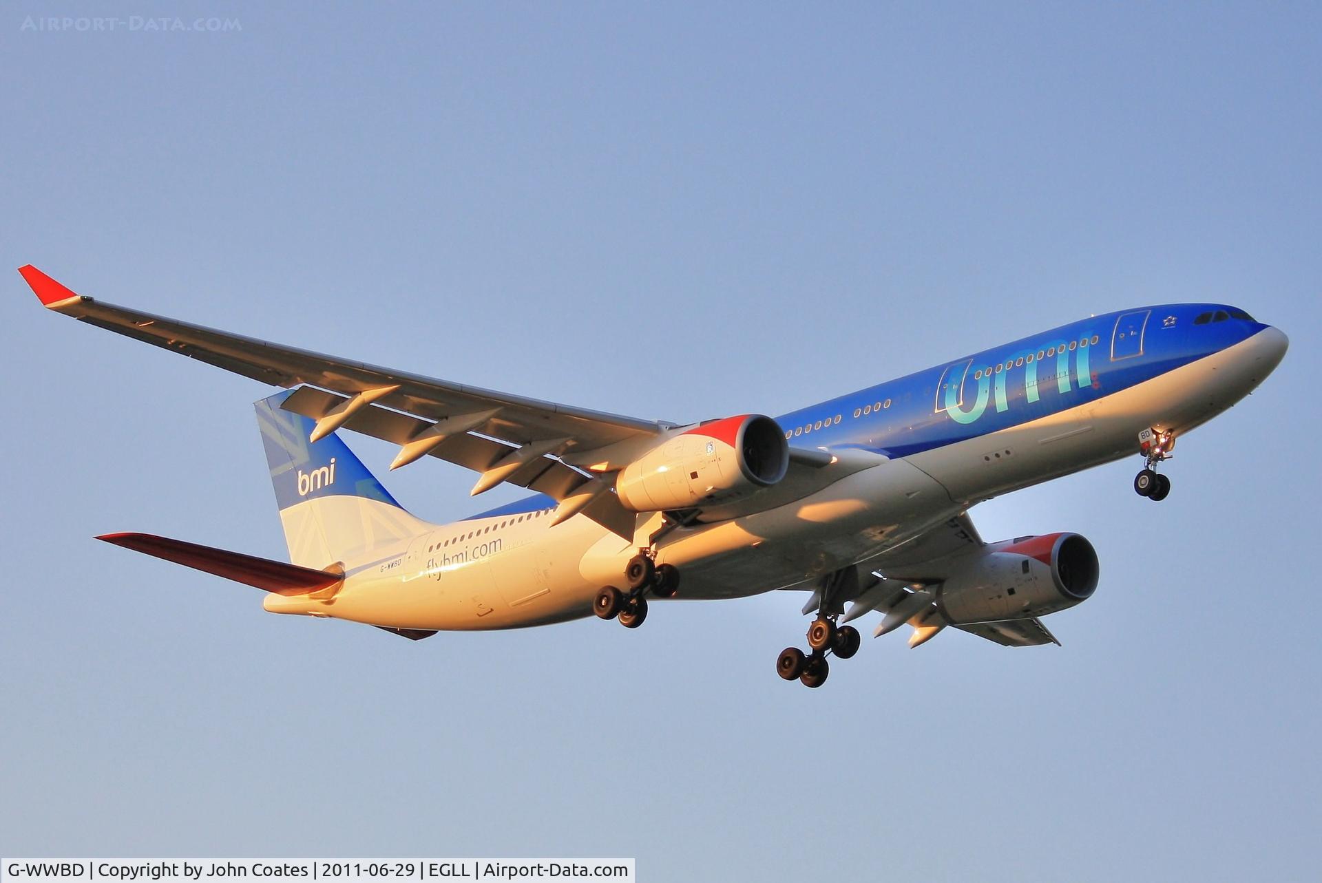 G-WWBD, 2001 Airbus A330-243 C/N 401, Finals to 27L in dawn sunshine