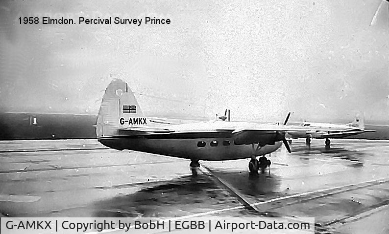 G-AMKX, Percival P-54 Survey Prince 6B C/N P50-35, 1958: Percival Survey Prince G-AMKX at Elmdon (Birmingham)