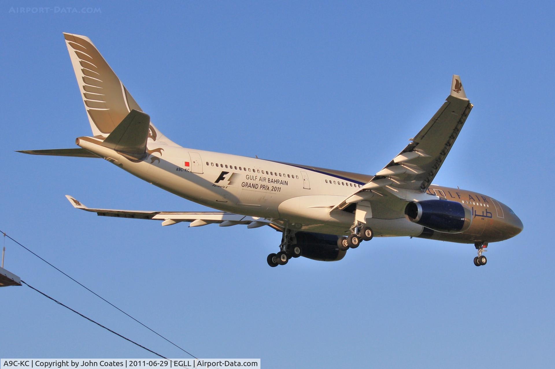 A9C-KC, 1999 Airbus A330-243 C/N 286, Over the A30 to touchdown