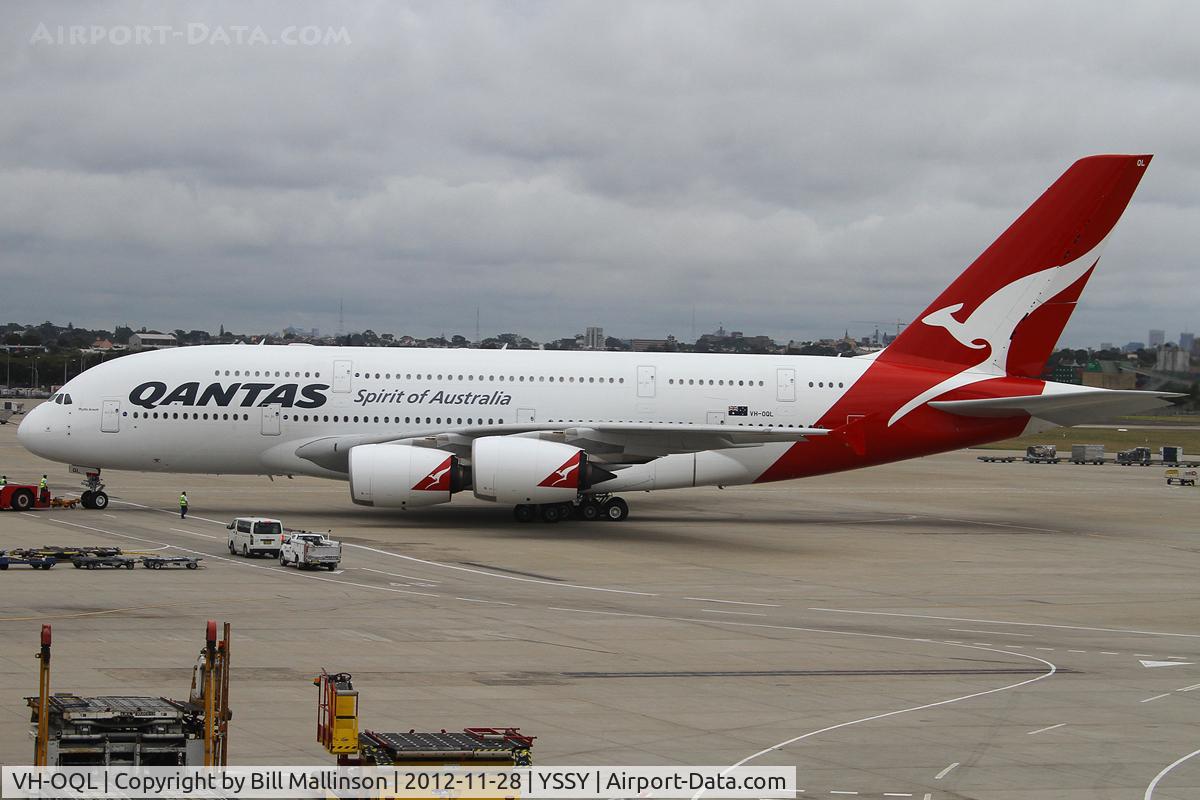 VH-OQL, 2011 Airbus A380-842 C/N 074, ON PUSHBACK