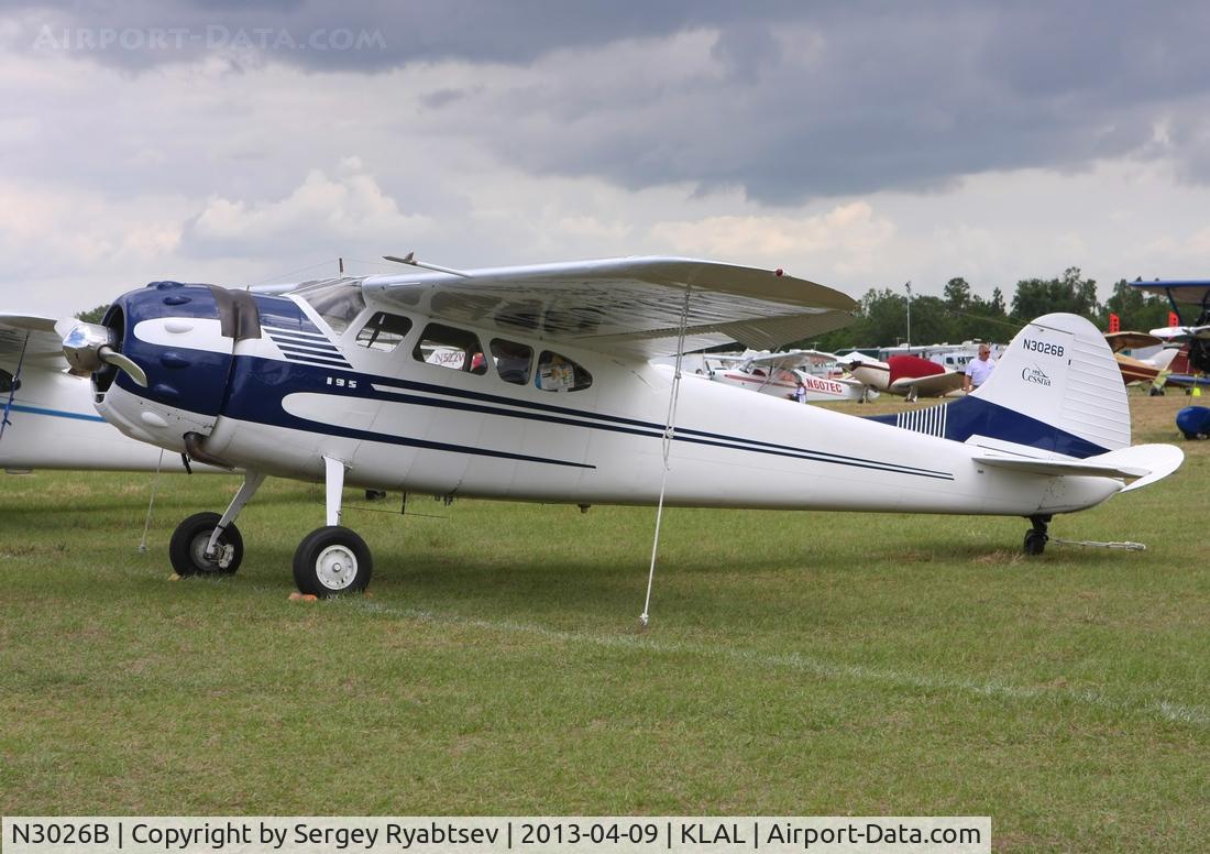 N3026B, 1952 Cessna 195B Businessliner C/N 7909, Sun'n-Fun 2013