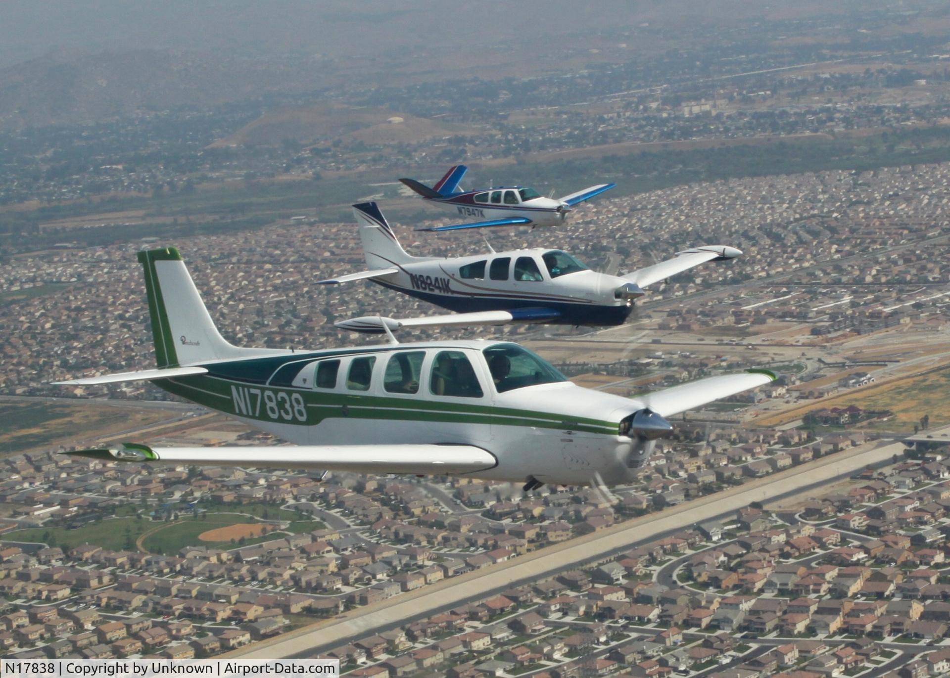 N17838, 1977 Beech A36 Bonanza 36 C/N E-1046, Four Ship Formation over PDZ VOR.