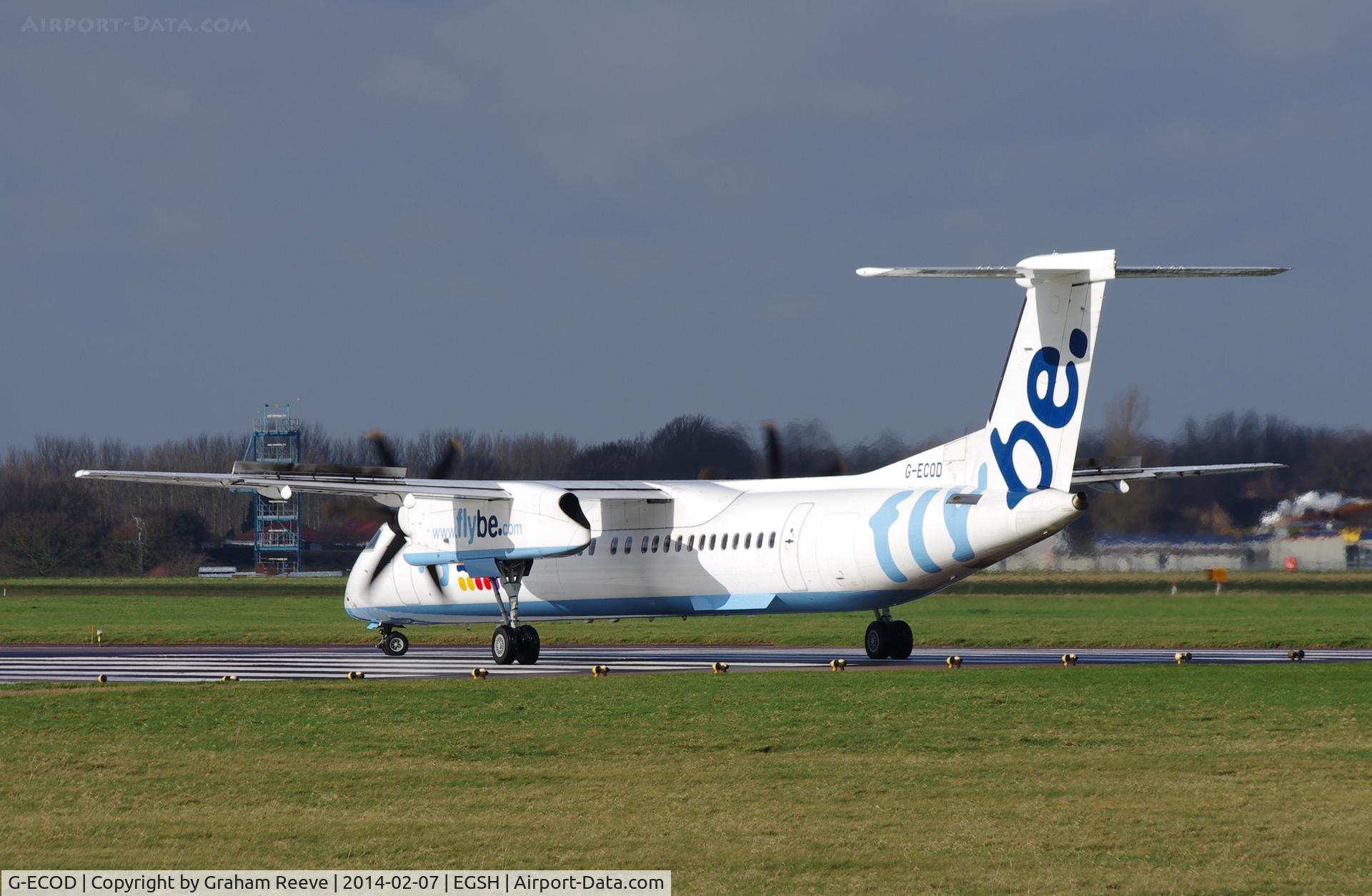 G-ECOD, 2008 De Havilland Canada DHC-8-402Q Dash 8 C/N 4206, About to depart.