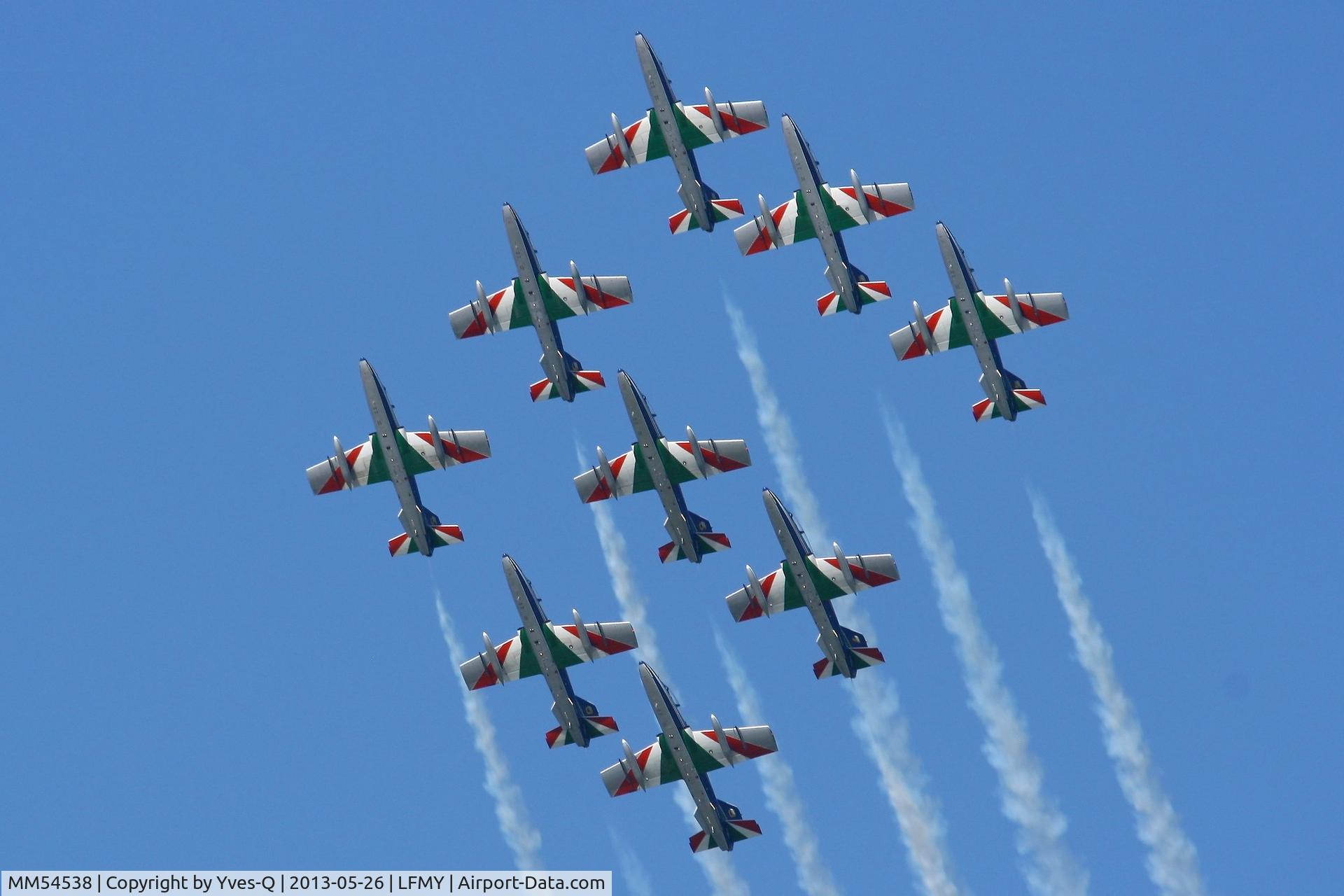 MM54538, Aermacchi MB-339PAN C/N 6759/154/AA070, Italian Air Force Aermacchi MB-339PAN, Number 1 in may 2013, Frecce Tricolori Aerobatic Team Leader, Salon De Provence Air Base 701 (LFMY) Open day 2013
